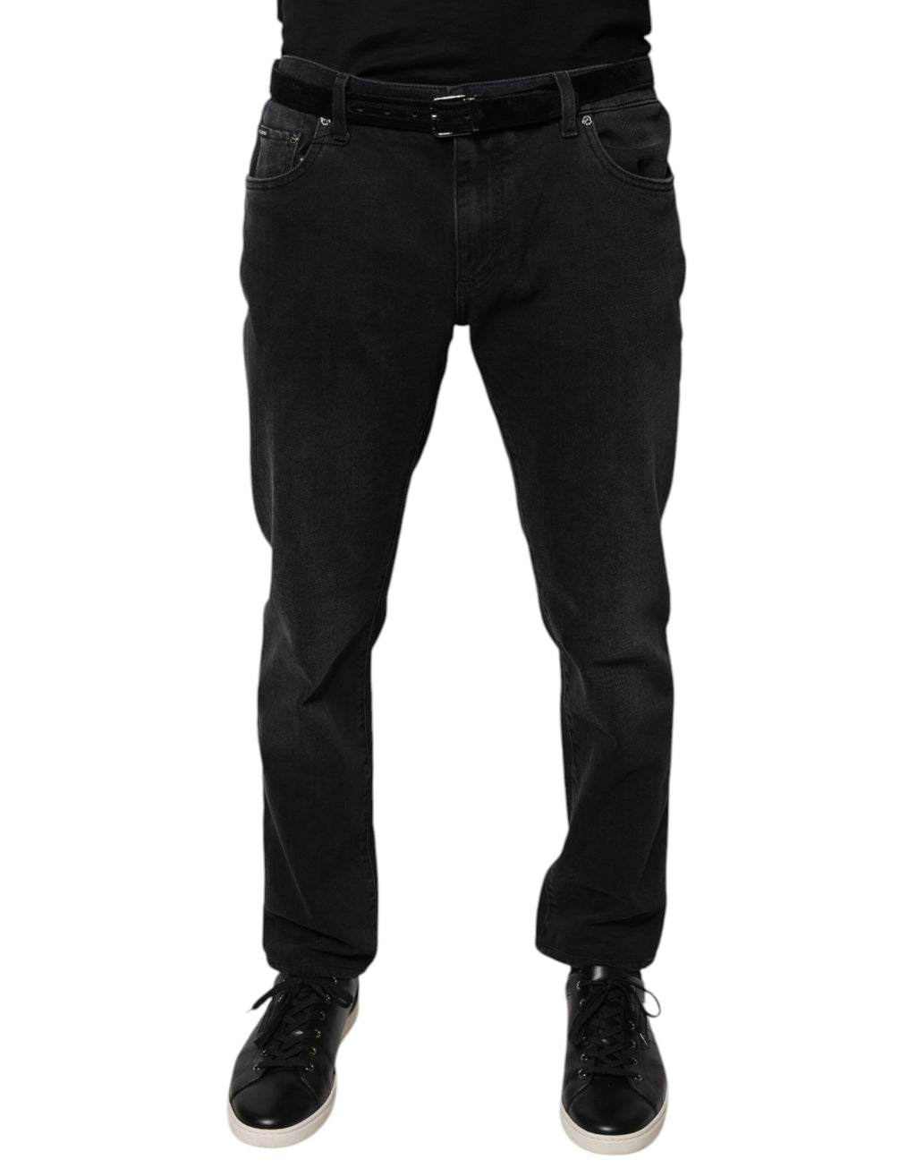 Dolce & Gabbana Schwarze Logo-Baumwoll-Stretch-Skinny-Jeans