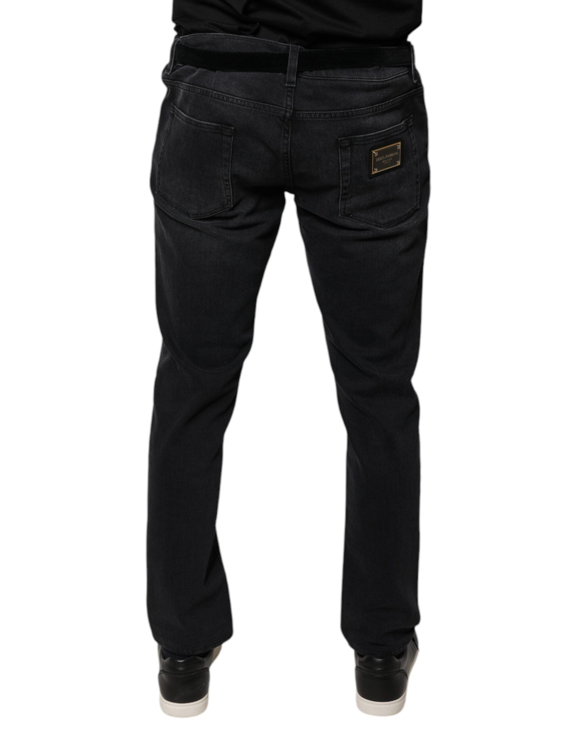 Dolce & Gabbana Schwarze Logo-Baumwoll-Stretch-Skinny-Jeans