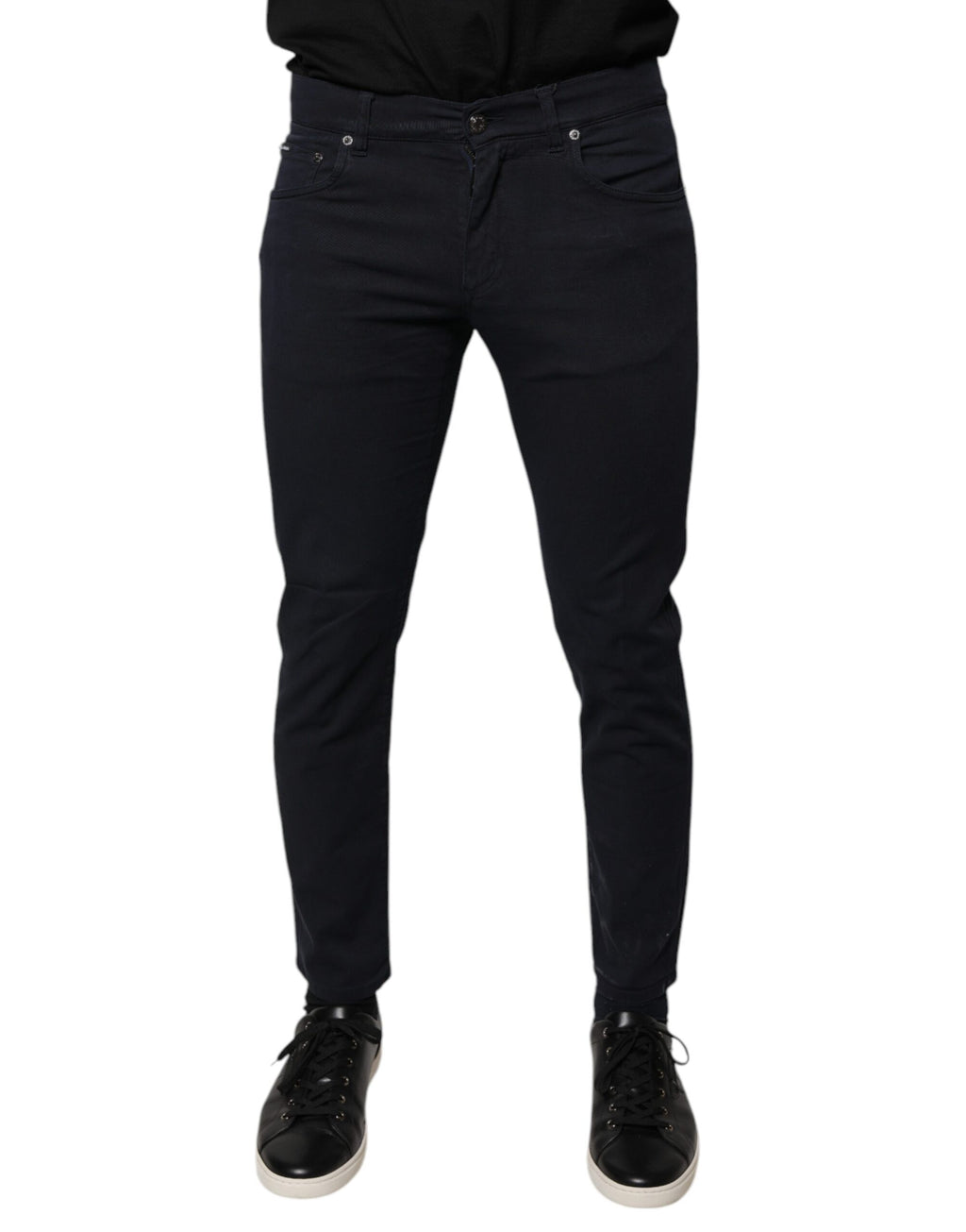 Dolce & Gabbana Schwarze Logo-Baumwoll-Stretch-Skinny-Jeans