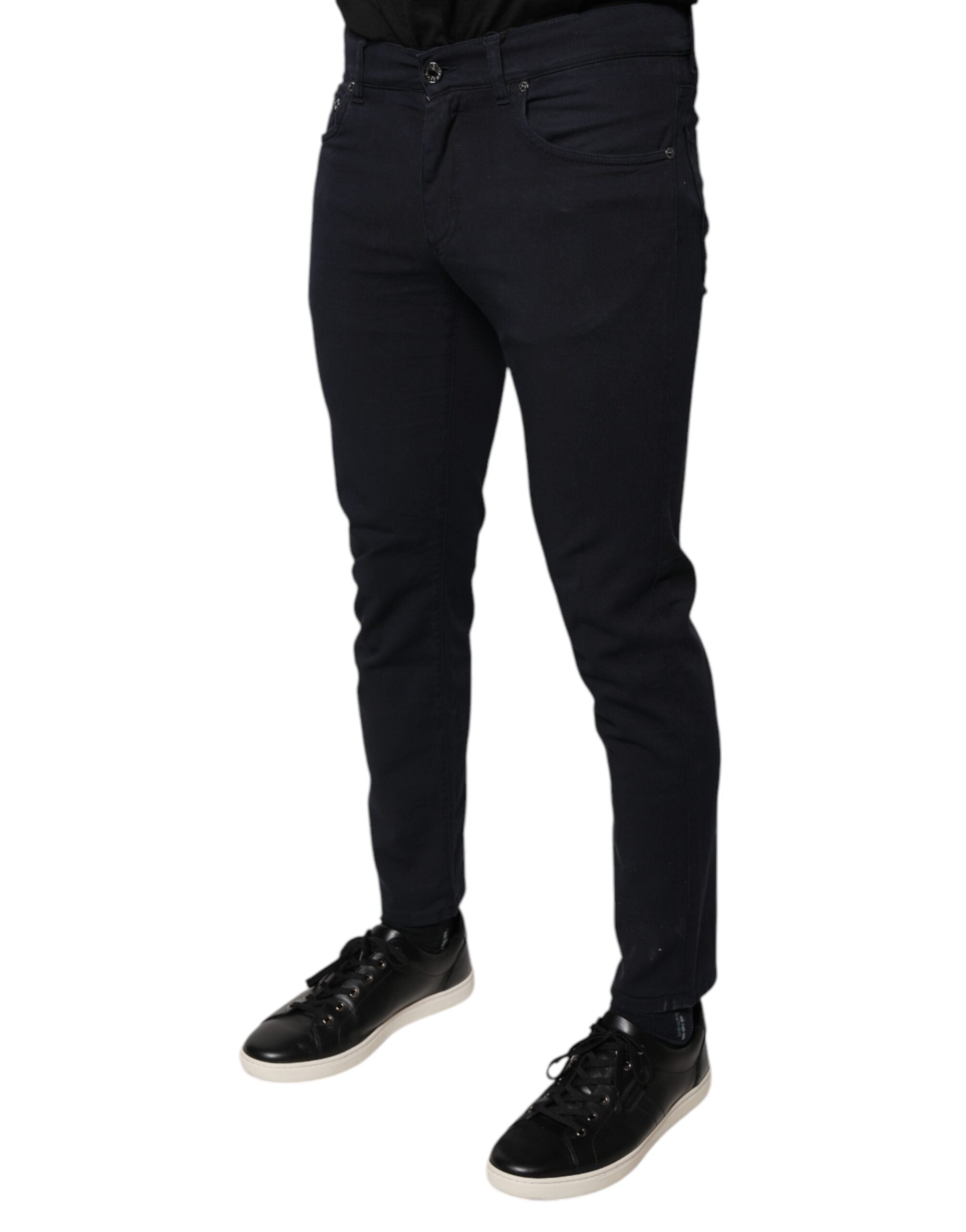 Dolce & Gabbana Schwarze Logo-Baumwoll-Stretch-Skinny-Jeans