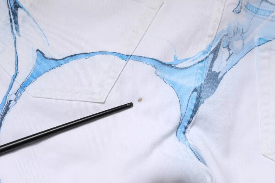 Dolce & Gabbana Weiß-Blaue Baumwoll-Stretch-Skinny-Denim-Jeans