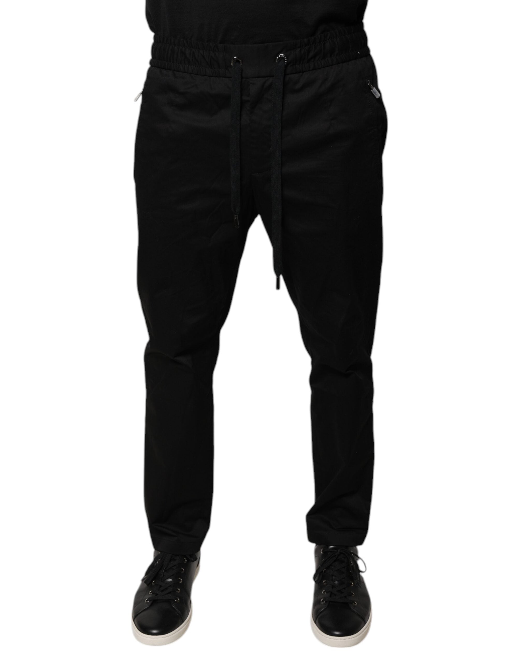 Dolce & Gabbana Schwarze Baumwoll-Stretch-Skinny-Sweatpants-Hose