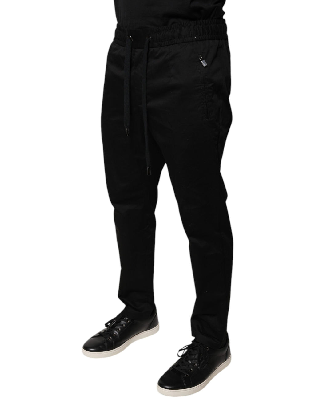Dolce & Gabbana Schwarze Baumwoll-Stretch-Skinny-Sweatpants-Hose