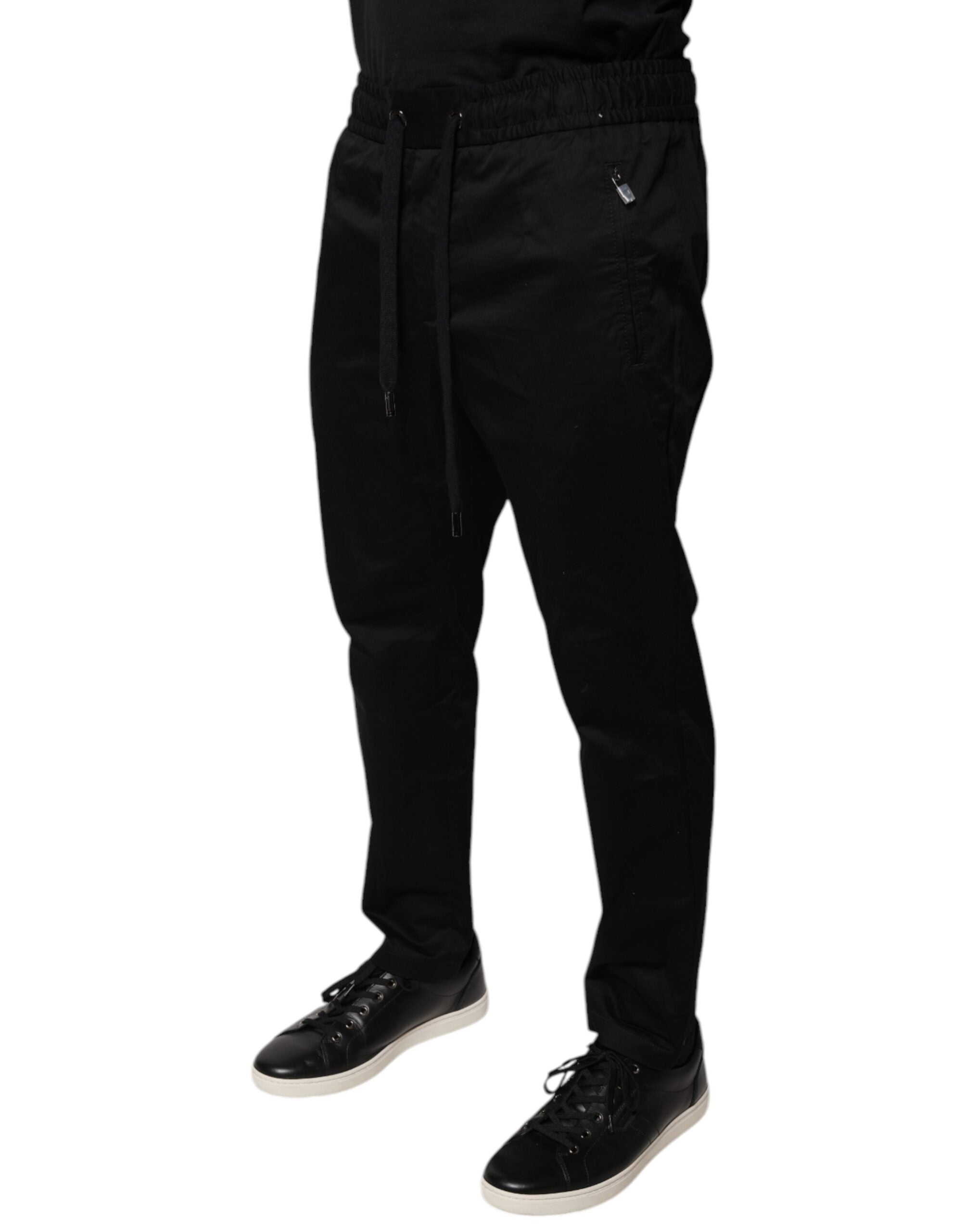 Dolce & Gabbana Schwarze Baumwoll-Stretch-Skinny-Sweatpants-Hose