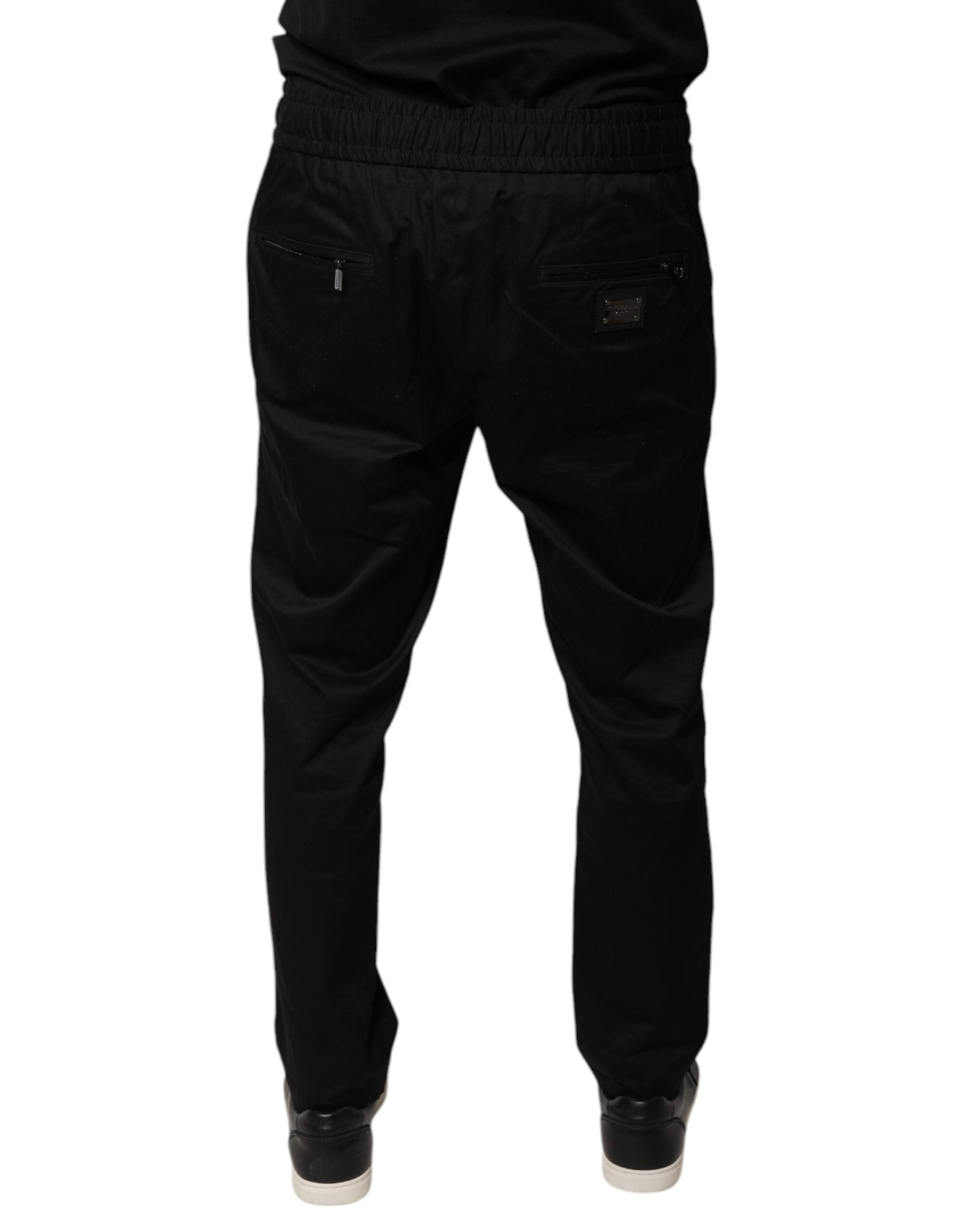 Dolce & Gabbana Schwarze Baumwoll-Stretch-Skinny-Sweatpants-Hose