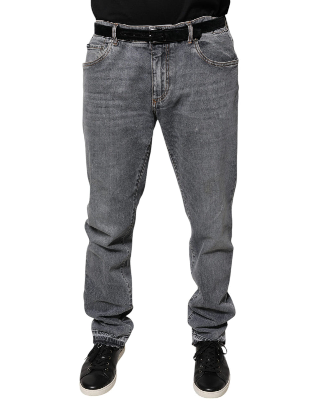 Dolce & Gabbana Graue Logo-Baumwoll-Stretch-Denim-Jeans