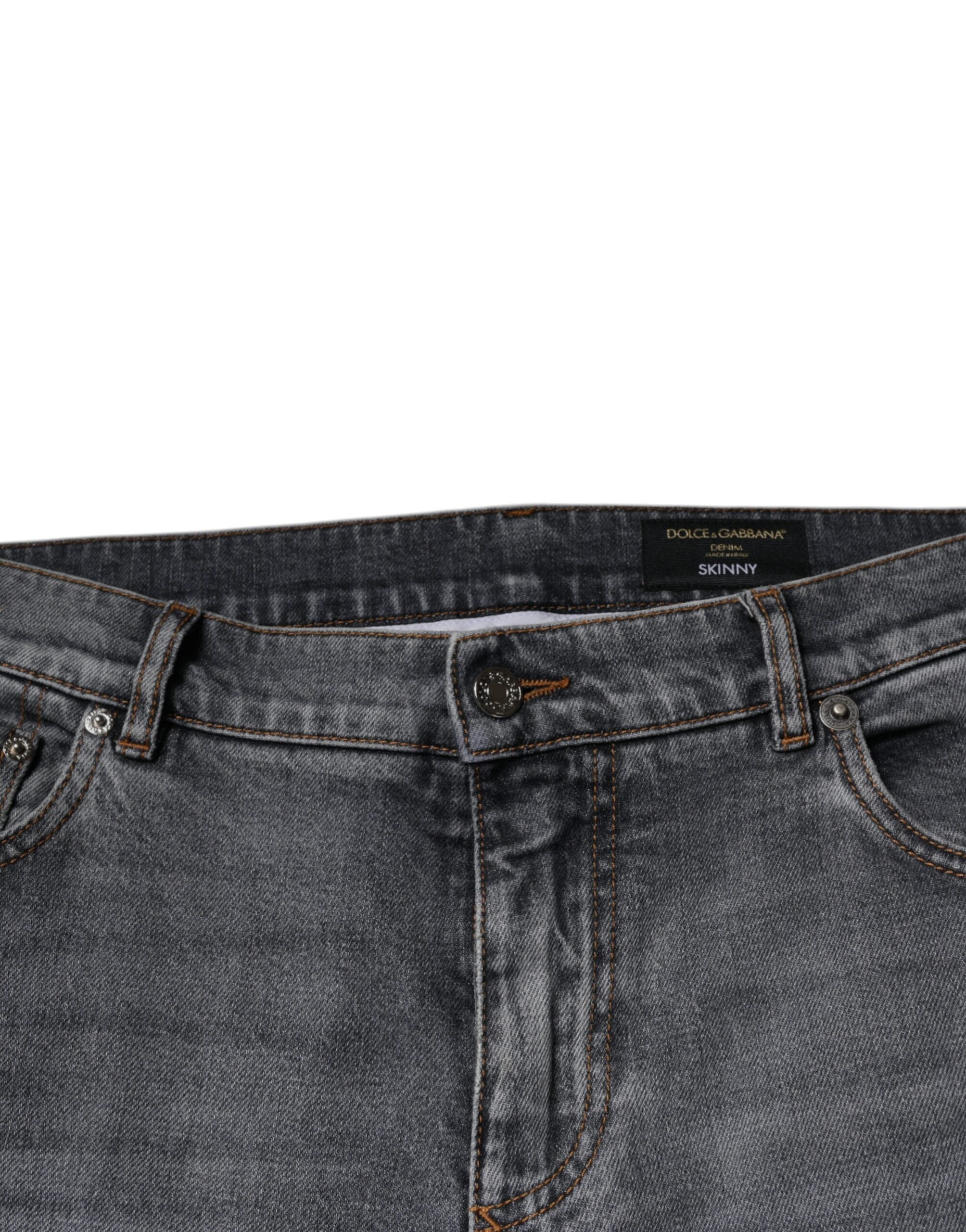 Dolce & Gabbana Graue Logo-Baumwoll-Stretch-Denim-Jeans
