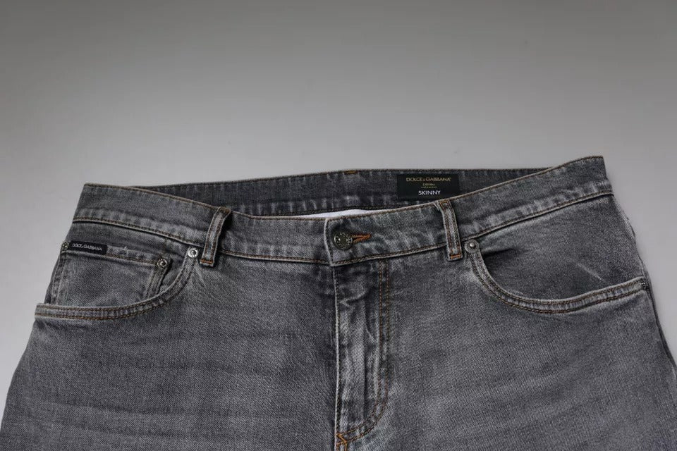Dolce & Gabbana Graue Logo-Baumwoll-Stretch-Denim-Jeans