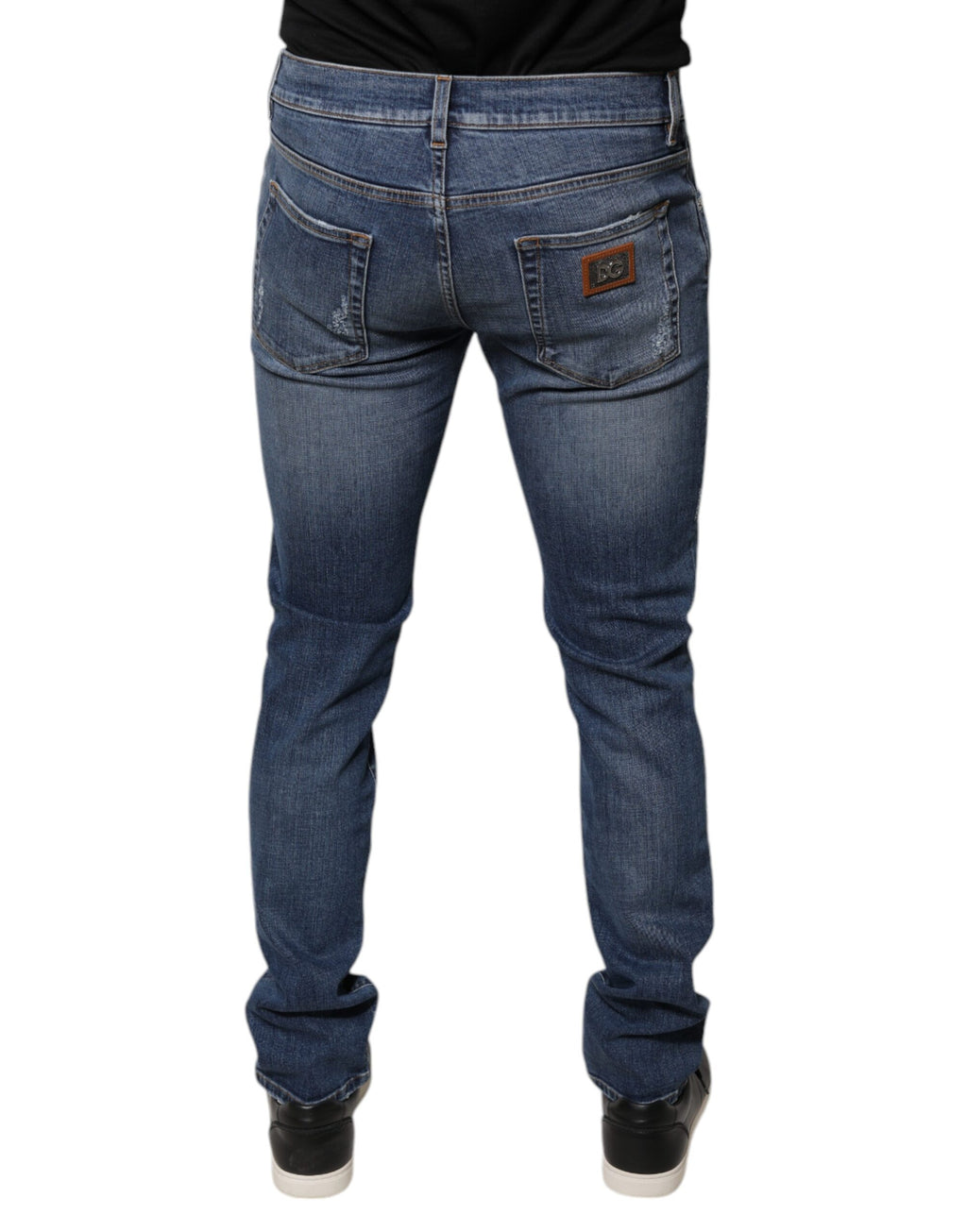 Dolce & Gabbana Blaue zerfledderte Baumwoll-Stretch-Denim-Jeans