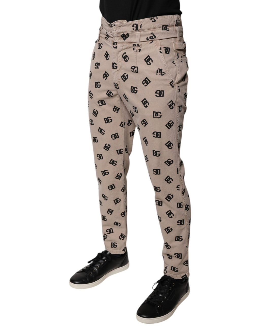 Dolce & Gabbana Beige Logo Baumwolle Skinny Denim Jeans