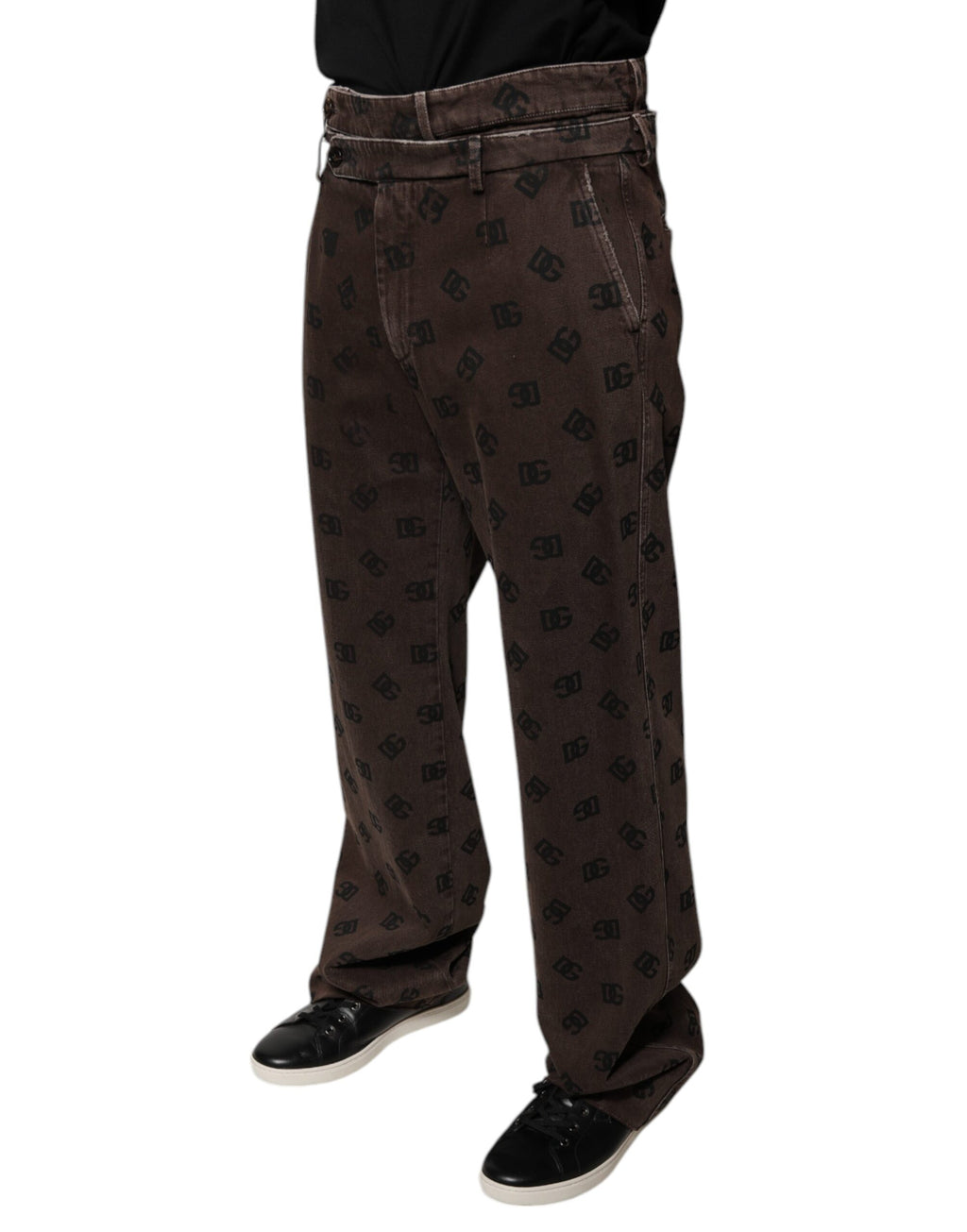 Dolce & Gabbana Braune Logo-Baumwolle Straight Denim Jeans