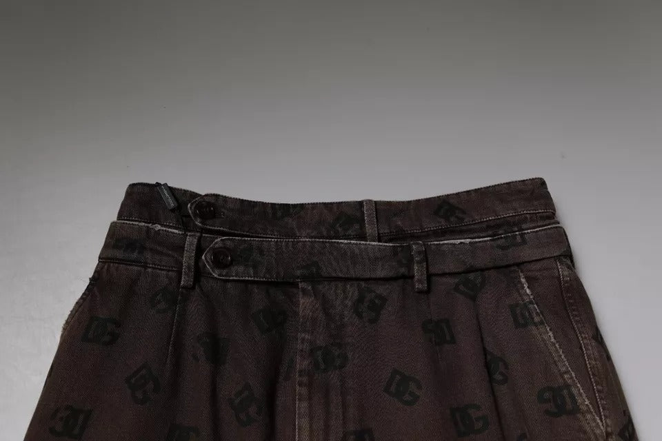 Dolce & Gabbana Braune Logo-Baumwolle Straight Denim Jeans
