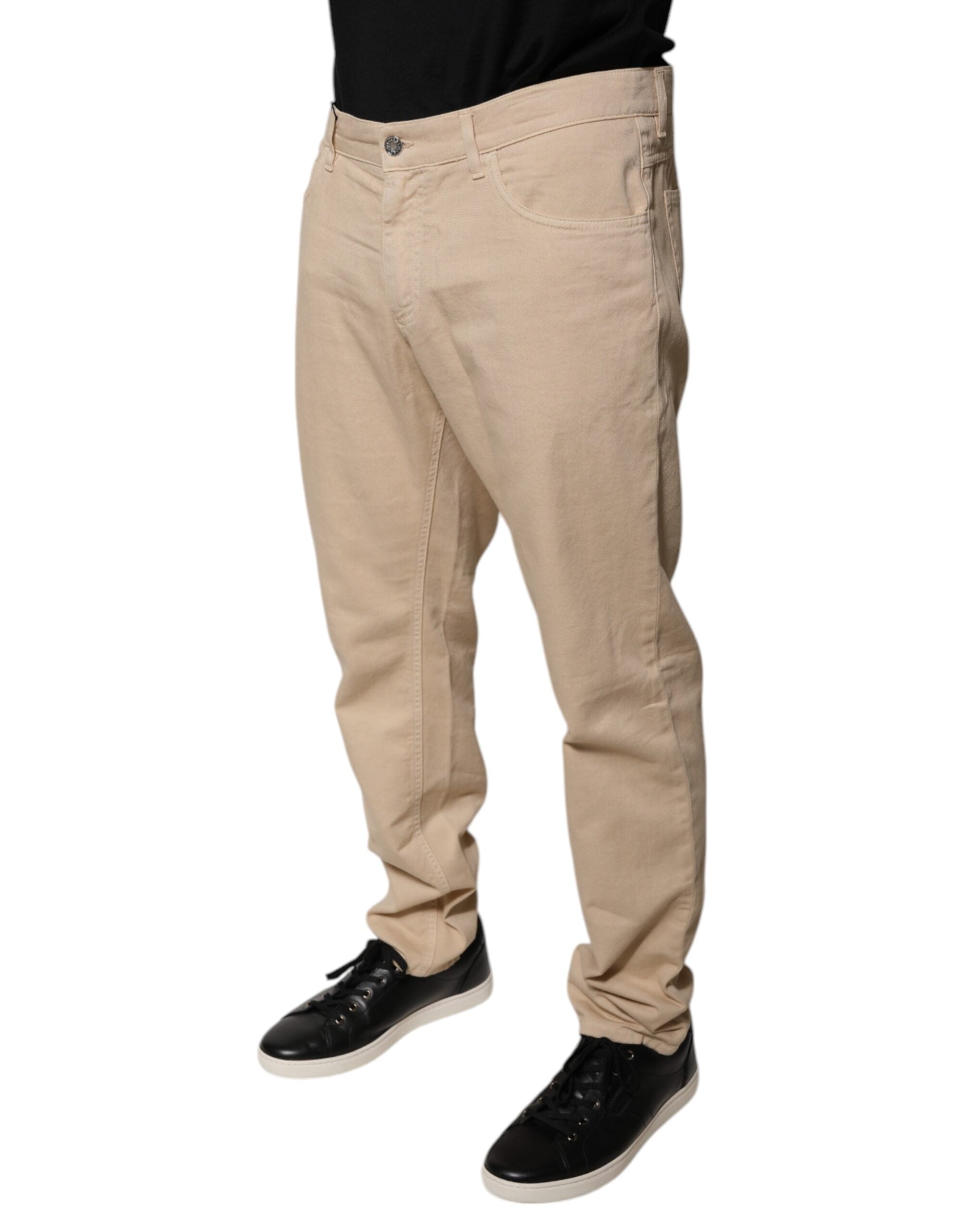 Dolce & Gabbana Beige Baumwolle Mid Waist Skinny Denim Jeans