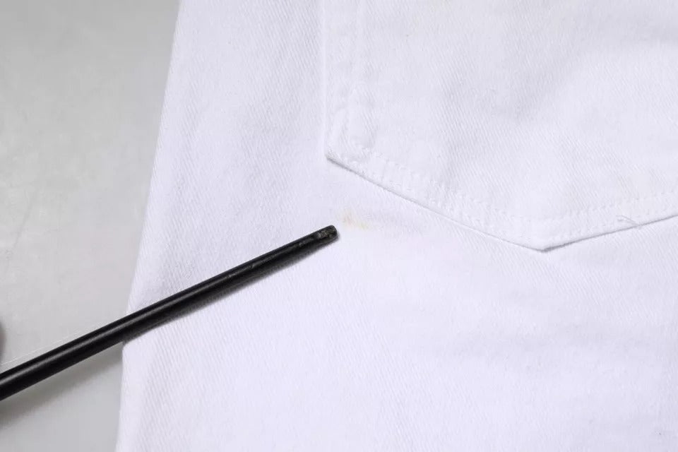 Dolce & Gabbana Schwarz-Weiß Logo Baumwolle Skinny Denim Jeans