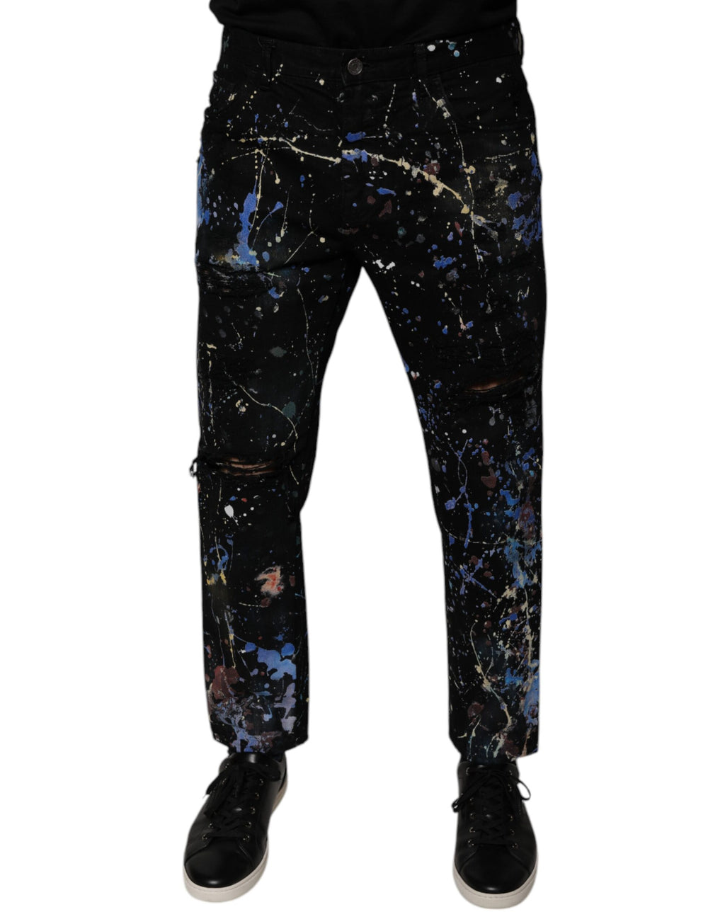 Dolce & Gabbana Schwarze Color Splash Cotton Skinny Denim Jeans