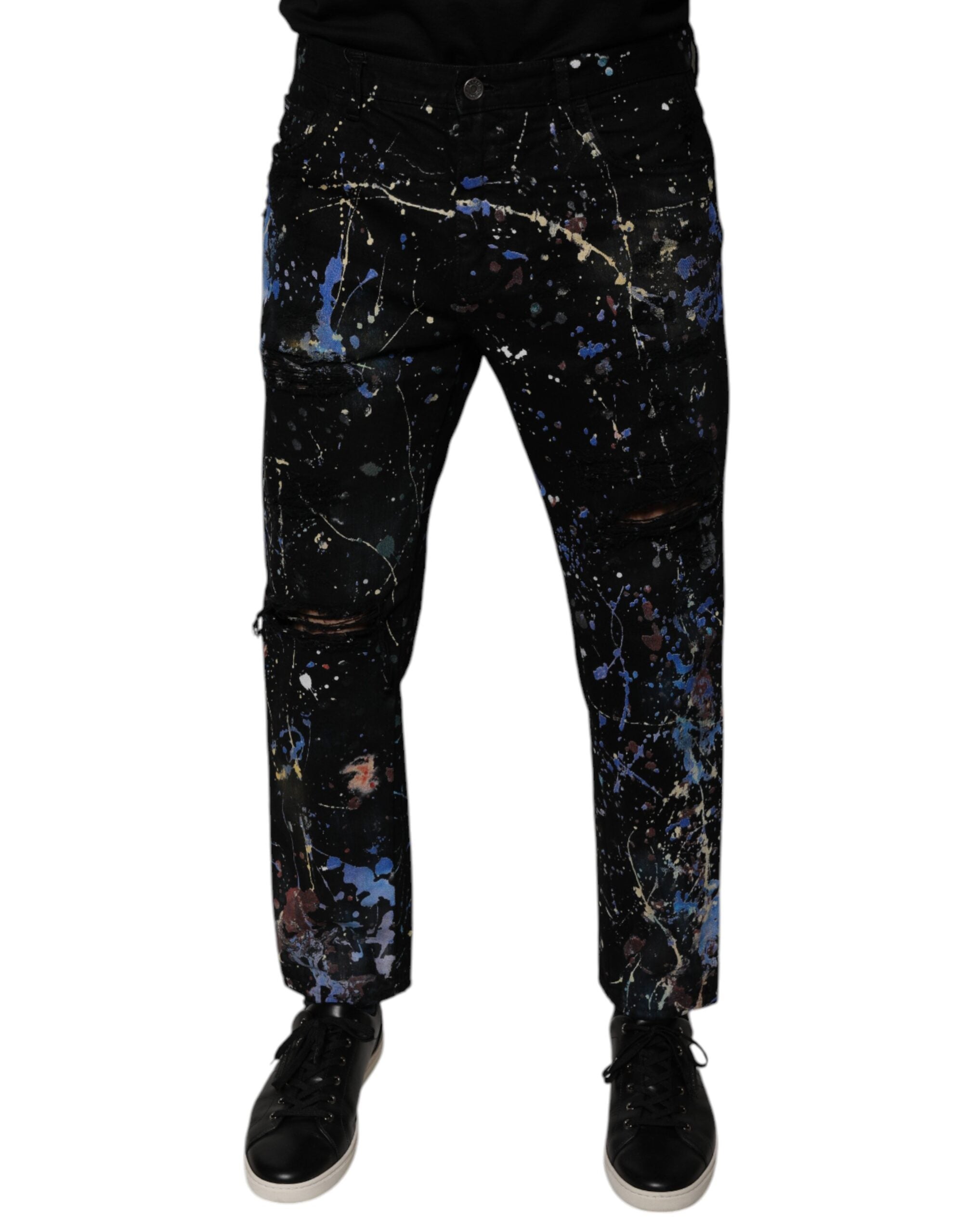 Dolce & Gabbana Schwarze Color Splash Cotton Skinny Denim Jeans