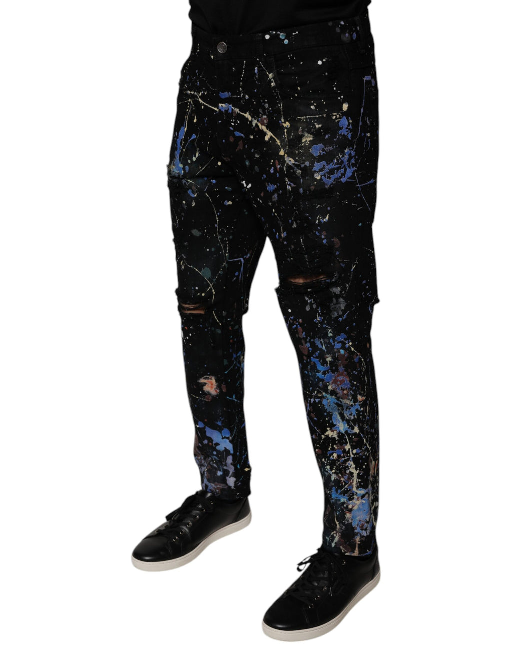 Dolce & Gabbana Schwarze Color Splash Cotton Skinny Denim Jeans
