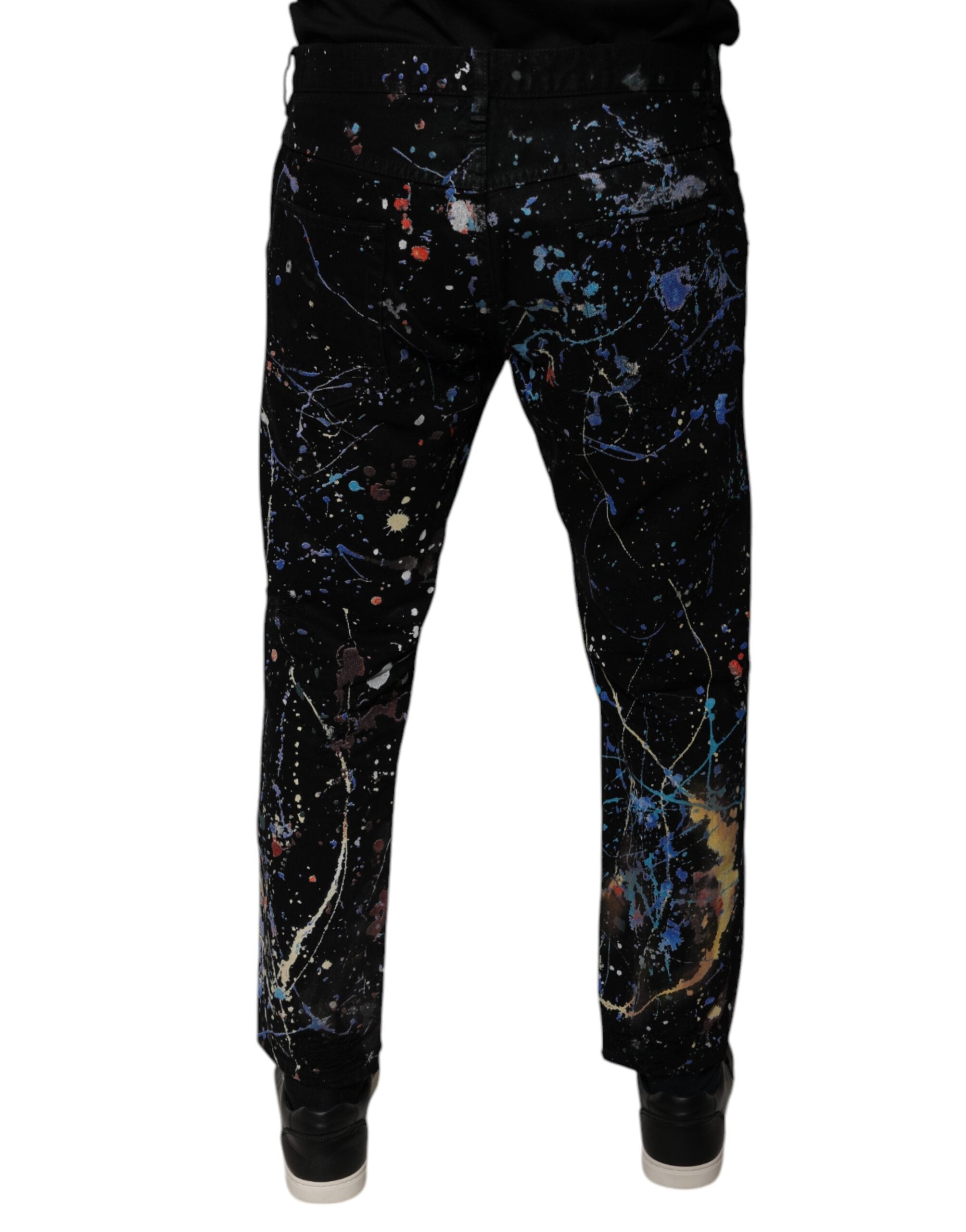 Dolce & Gabbana Schwarze Color Splash Cotton Skinny Denim Jeans
