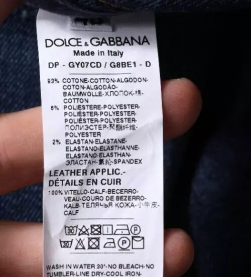 Dolce & Gabbana Dunkelblaue Logo-Skinny-Denim-Jeans aus Baumwolle