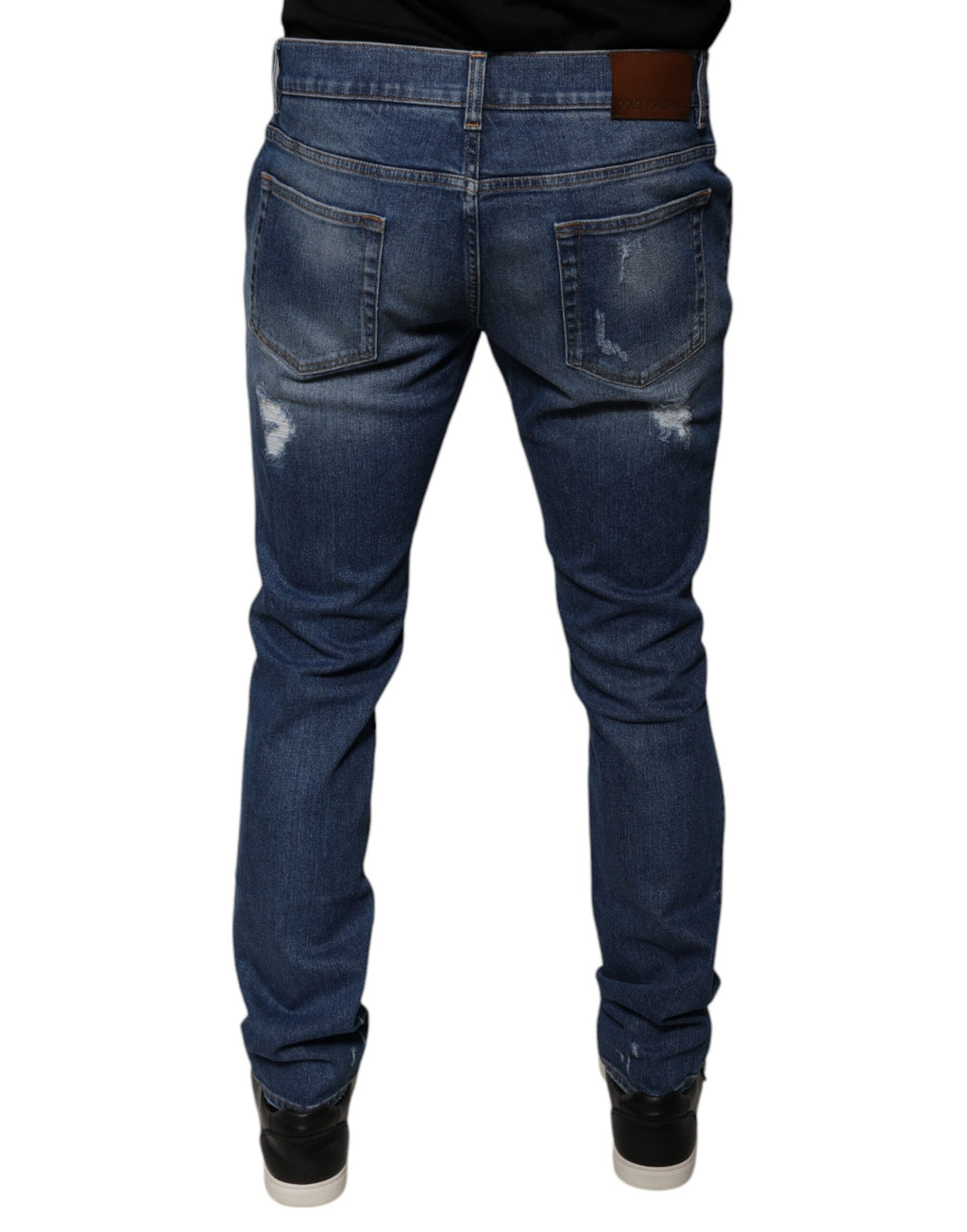 Dolce & Gabbana Blaue zerrissene Skinny Denim Jeans aus Baumwolle