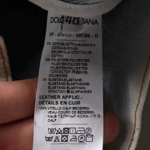 Dolce & Gabbana Hellblaue zerfledderte Skinny Denim Jeans aus Baumwollmischung