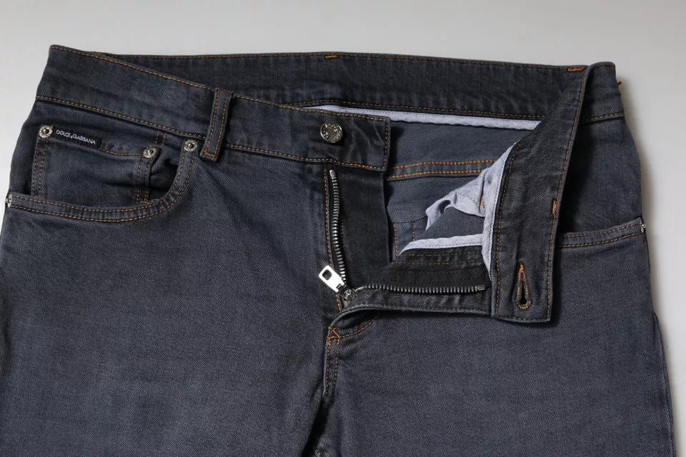 Dolce & Gabbana Dunkelgraue Skinny Denim Jeans aus Baumwolle