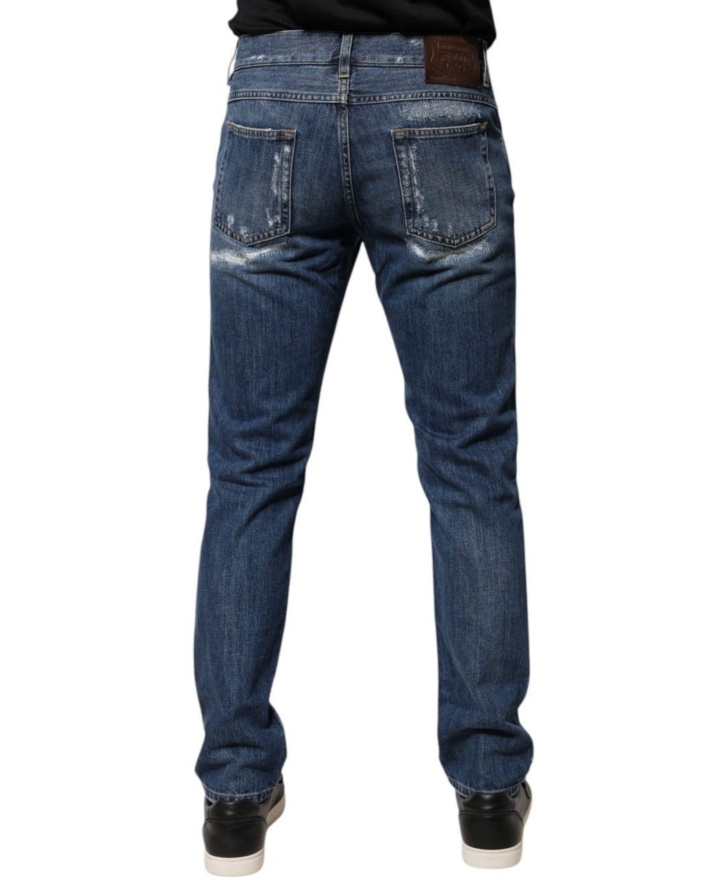 Dolce & Gabbana Blaue zerrissene Skinny Denim Jeans aus Baumwolle