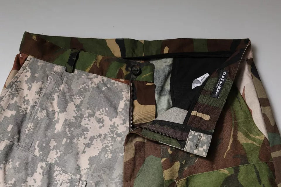 Dolce & Gabbana Mehrfarbige Patchwork-Cargo-Hose im Tarnmuster