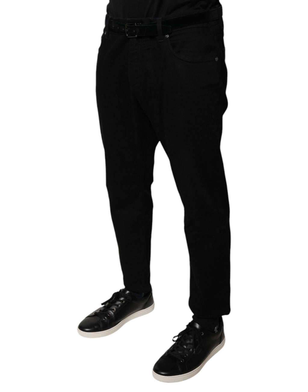 Dolce & Gabbana Schwarze Cotton Stretch Logo Skinny Denim Jeans