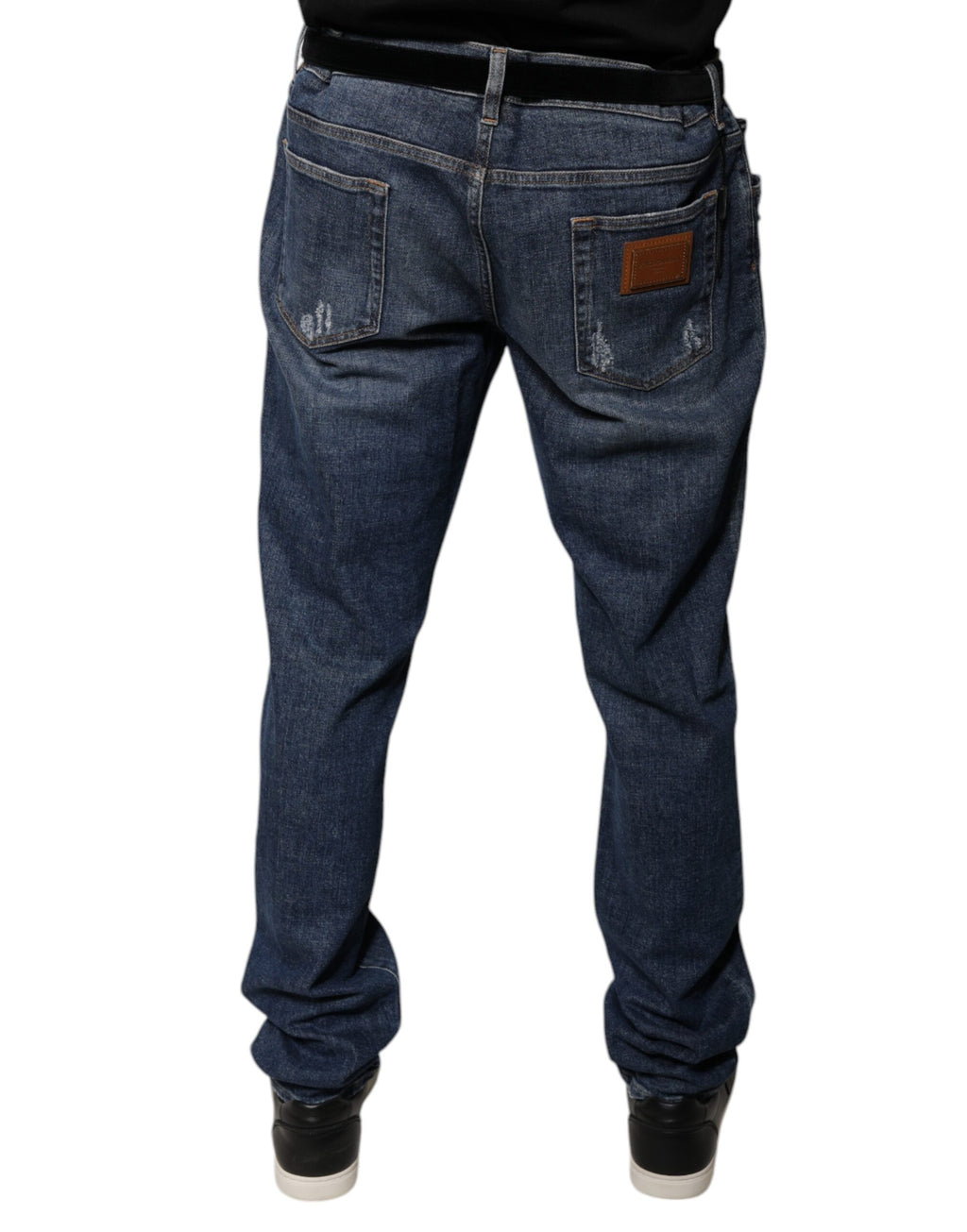 Dolce & Gabbana Dunkelblaue Logo-Skinny-Denim-Jeans aus Baumwolle