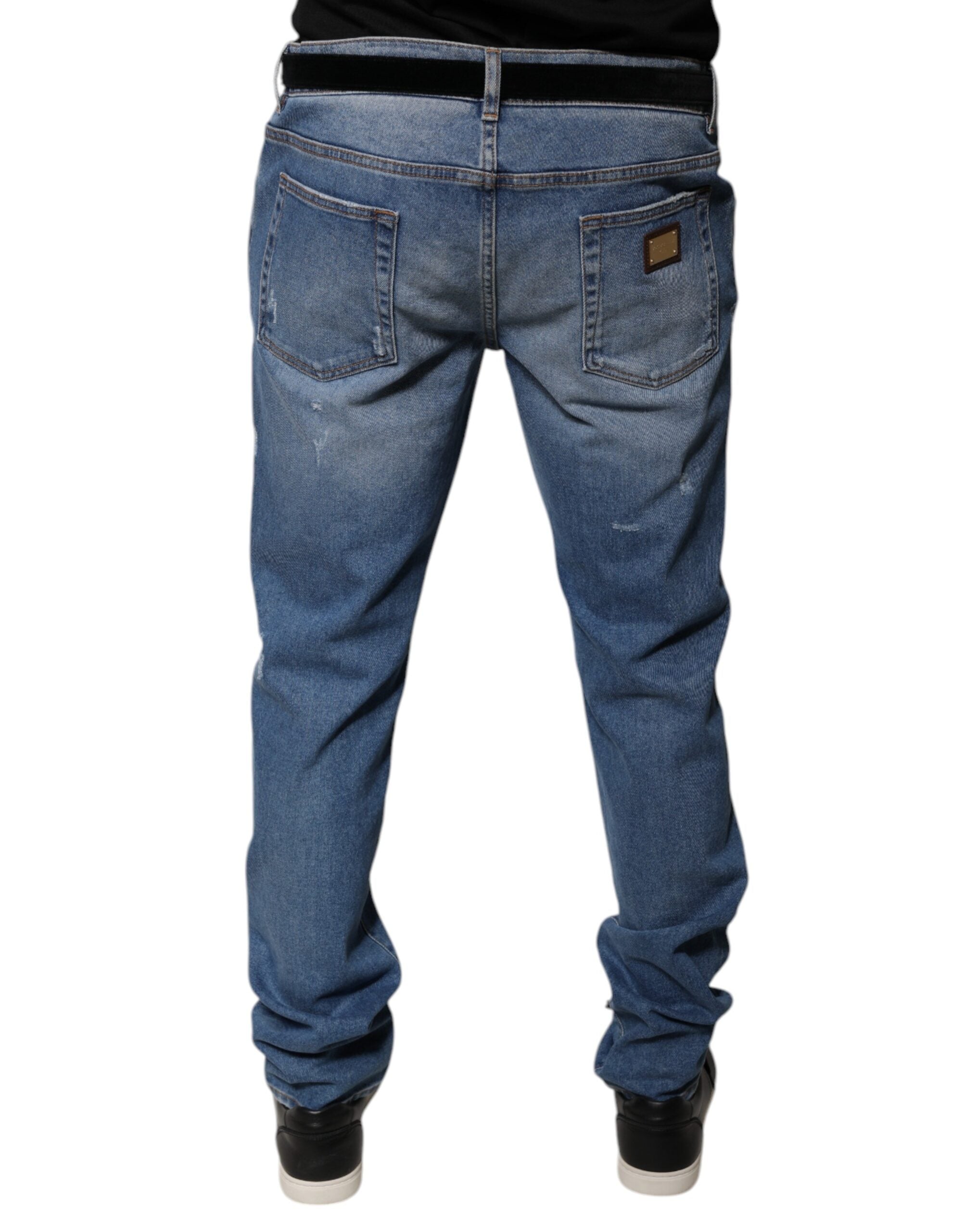 Dolce & Gabbana Hellblaue Baumwolle Herren Skinny Denim Jeans