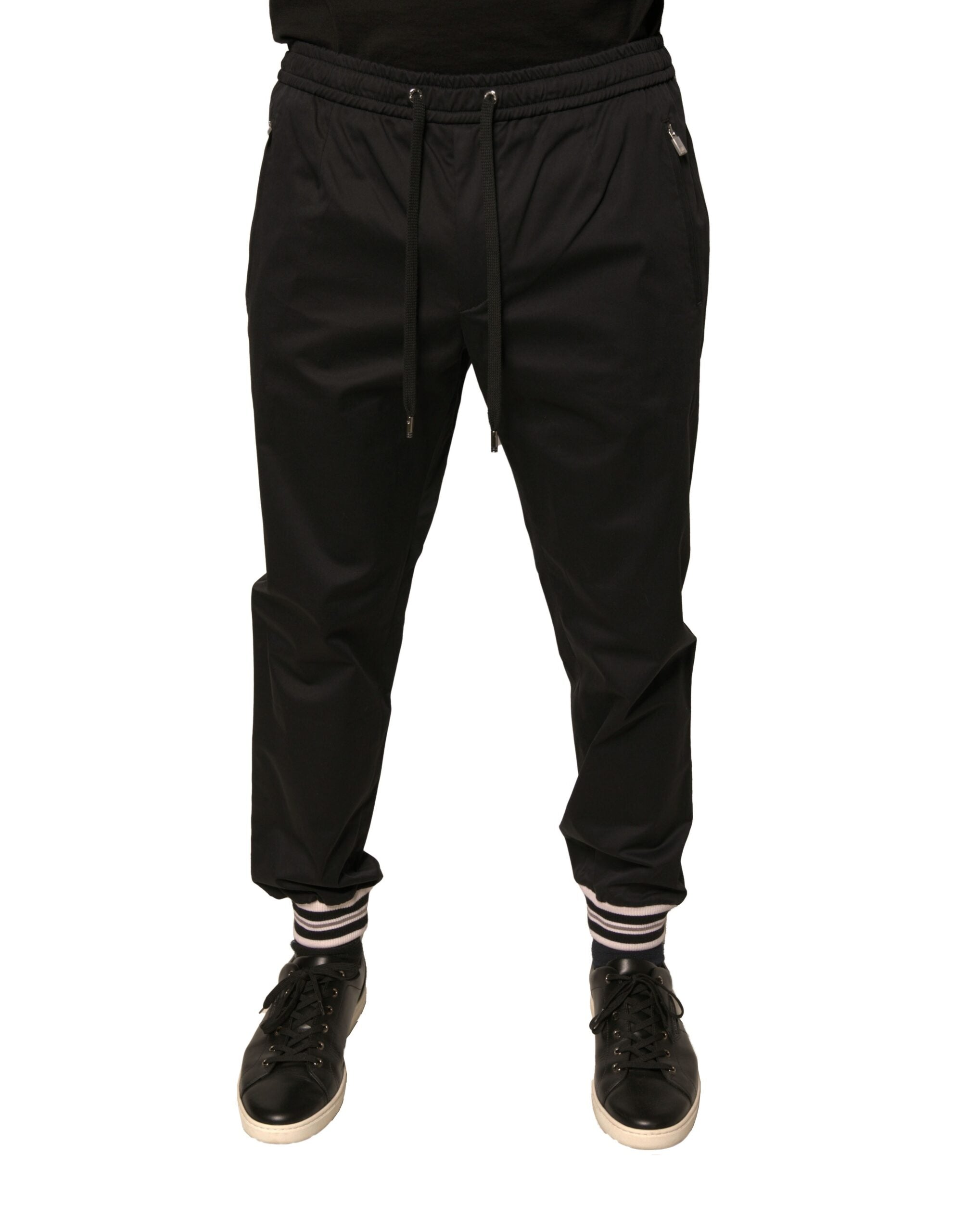Dolce & Gabbana Schwarze Baumwoll-Stretch-Jogger-Sweatpants Hose