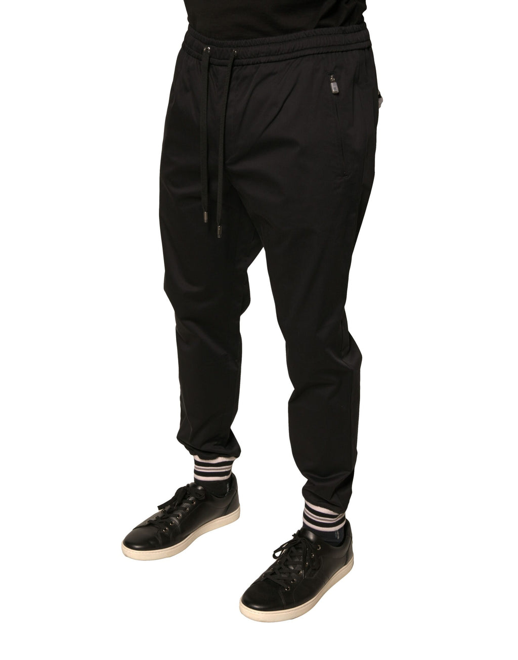 Dolce & Gabbana Schwarze Baumwoll-Stretch-Jogger-Sweatpants Hose