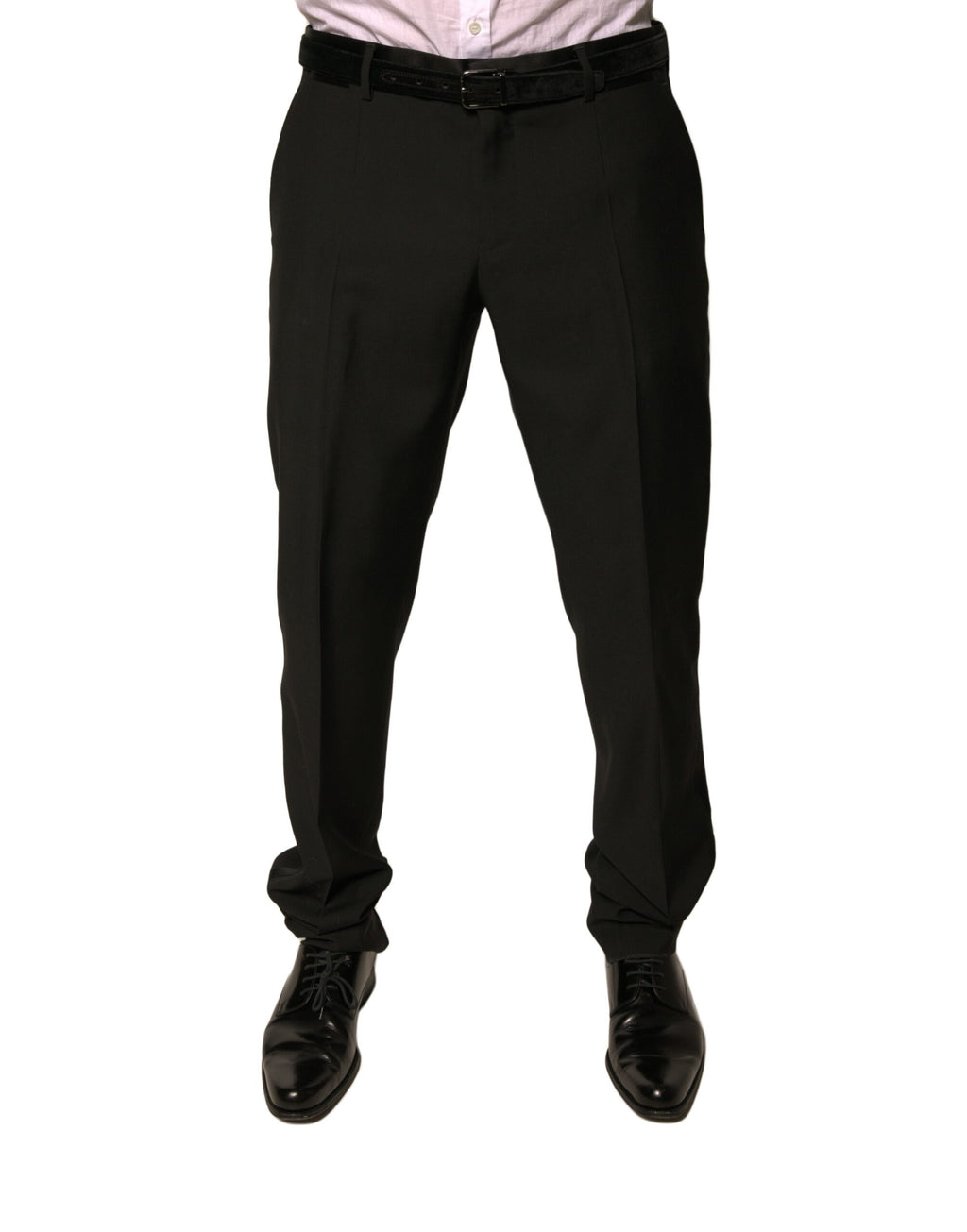 Dolce & Gabbana Schwarze konisch zulaufende formelle Anzughose aus Wolle