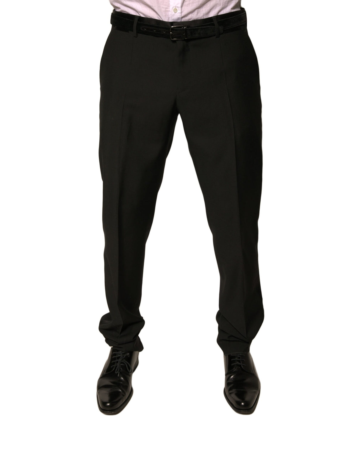 Dolce & Gabbana Schwarze konisch zulaufende formelle Anzughose aus Wolle
