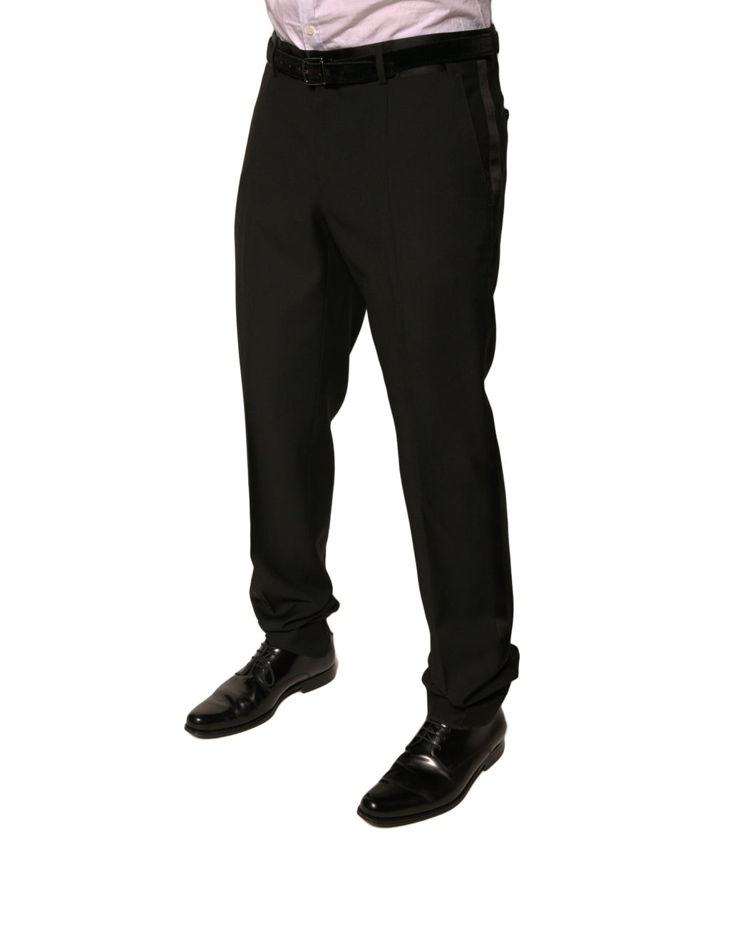 Dolce & Gabbana Schwarze konisch zulaufende formelle Anzughose aus Wolle