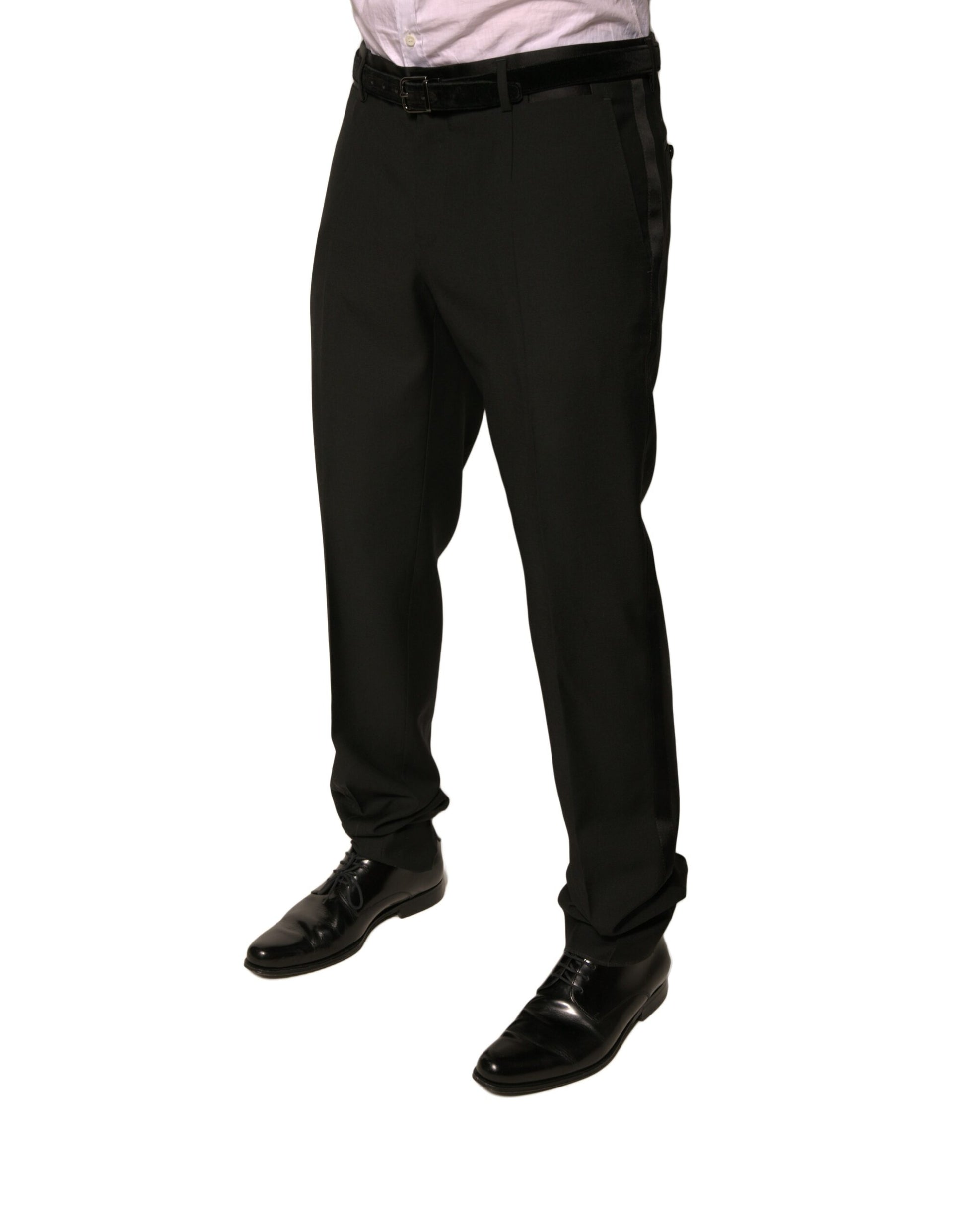 Dolce & Gabbana Schwarze konisch zulaufende formelle Anzughose aus Wolle