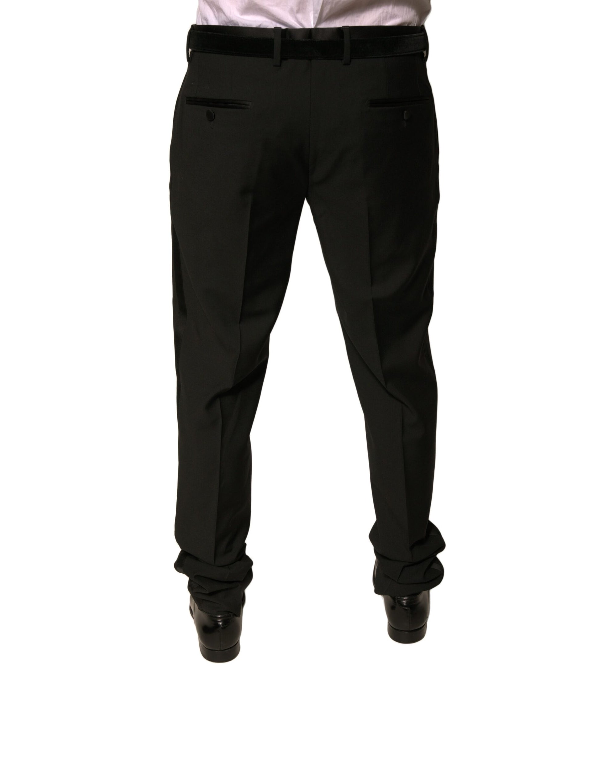 Dolce & Gabbana Schwarze konisch zulaufende formelle Anzughose aus Wolle