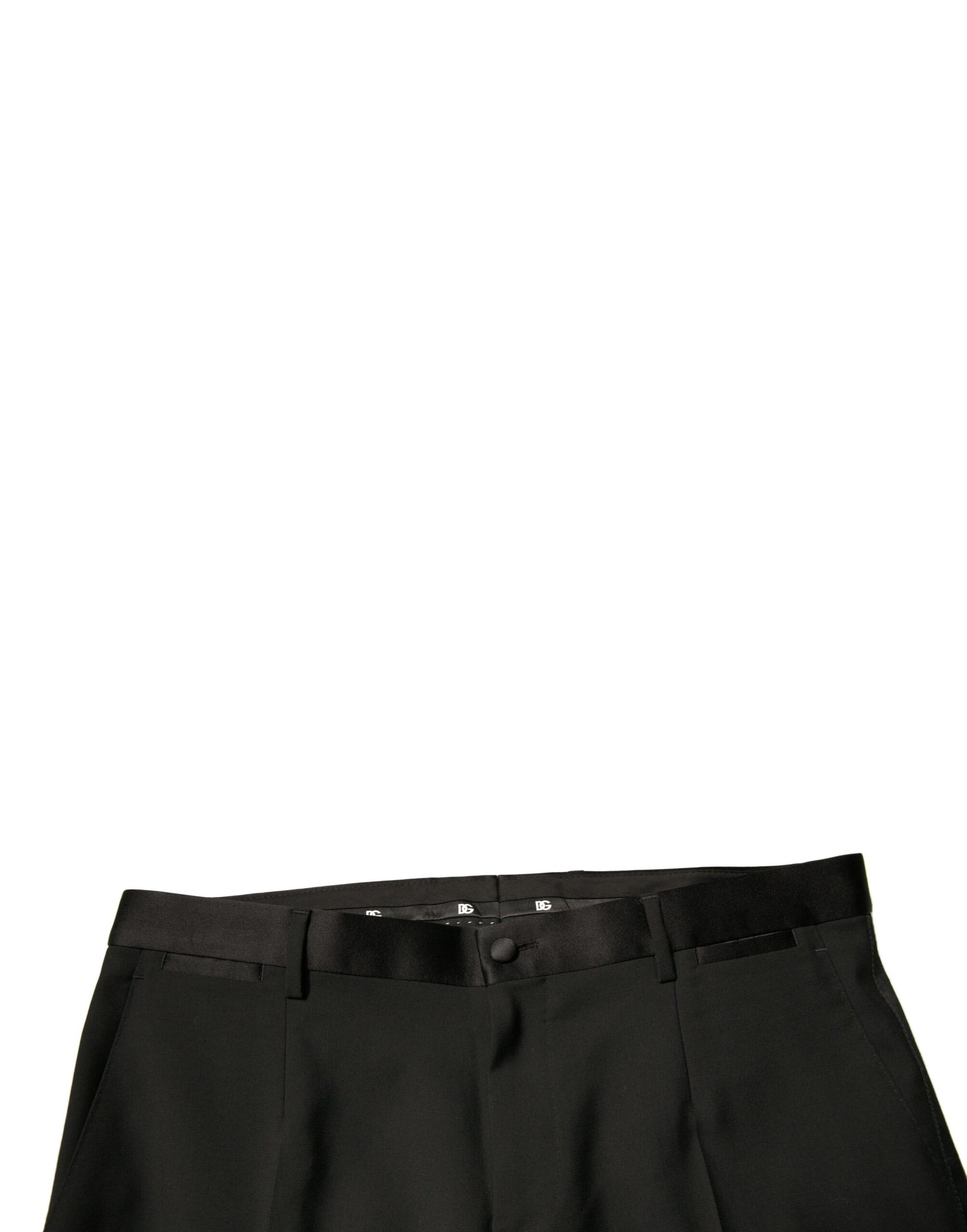Dolce & Gabbana Schwarze konisch zulaufende formelle Anzughose aus Wolle