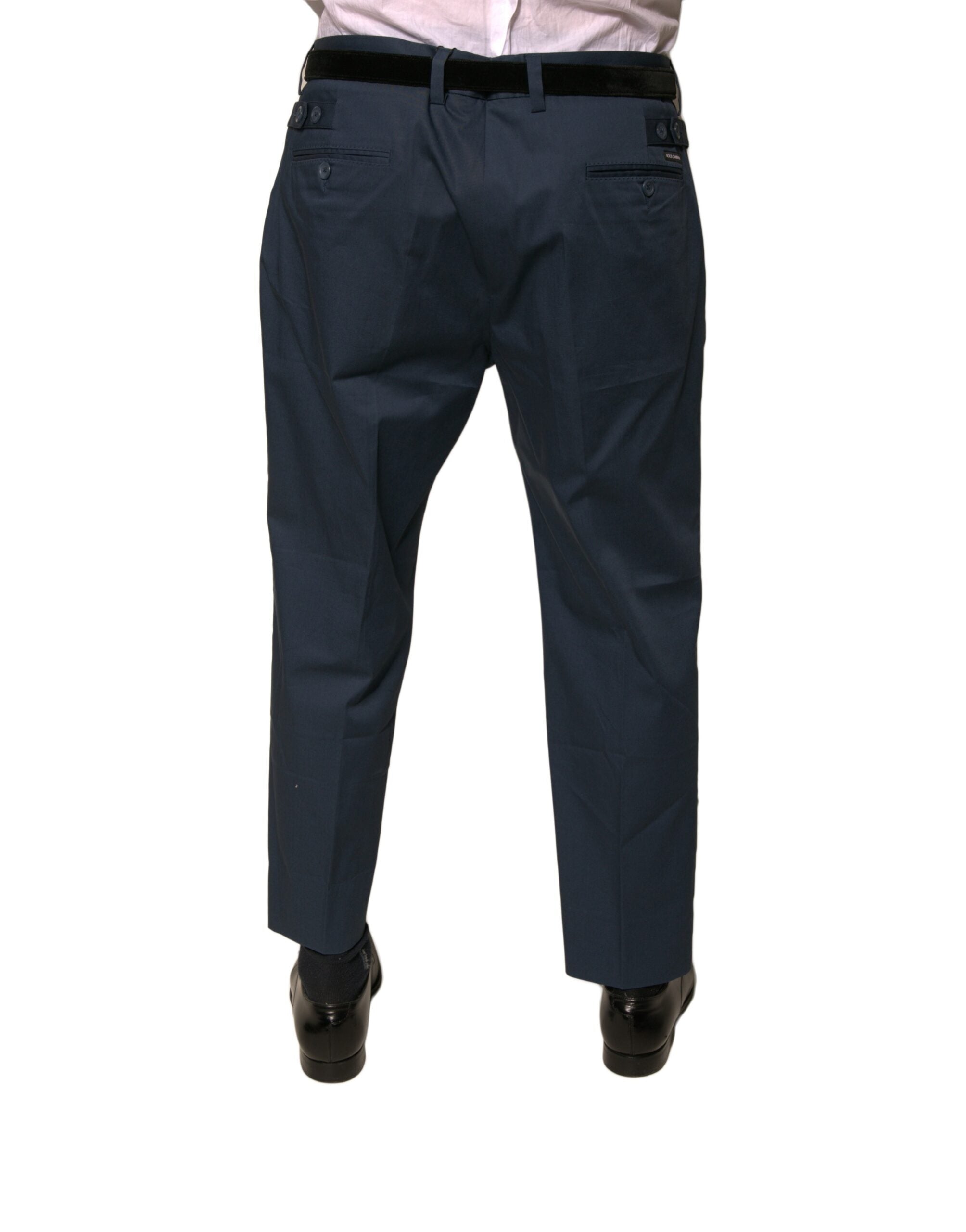 Dolce & Gabbana Blaue Baumwolle Herren Skinny Dress Pants