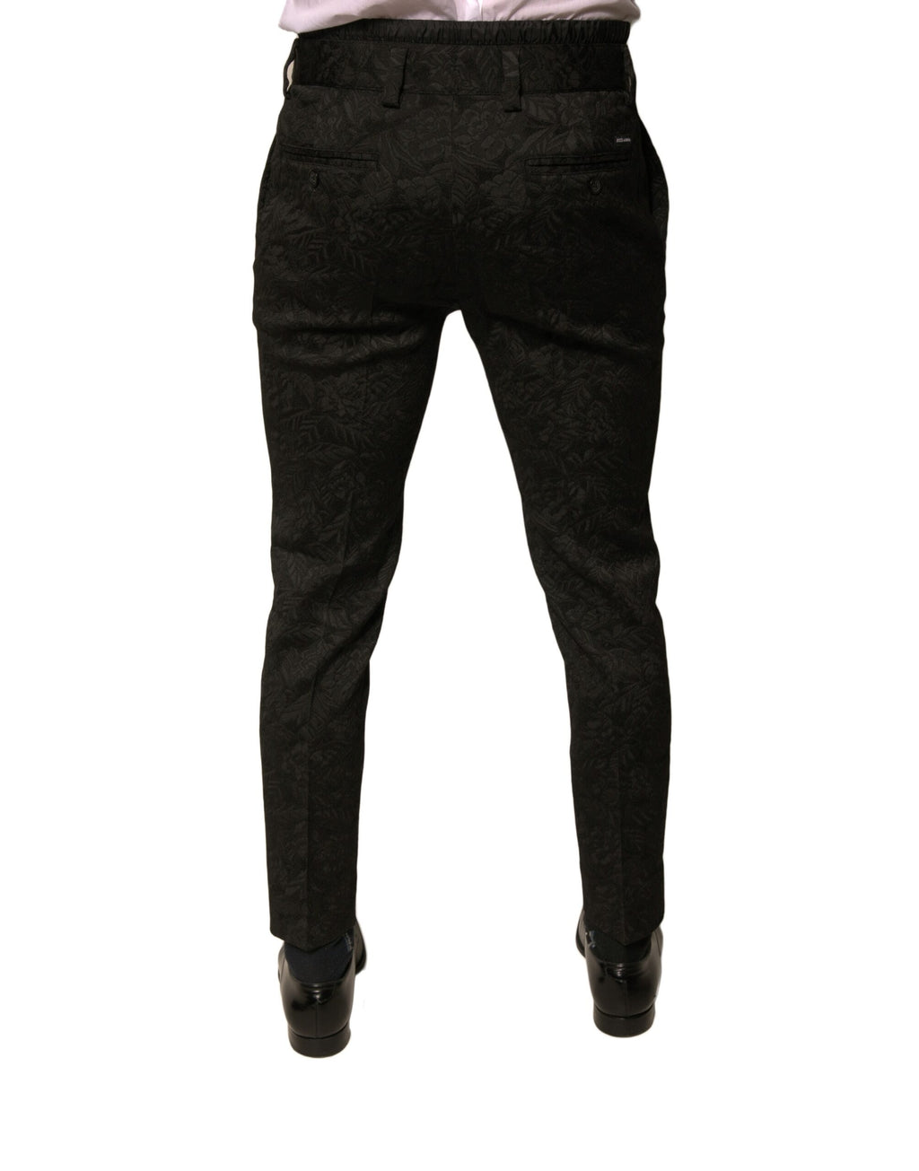 Dolce & Gabbana Schwarze Brokat Polyester Skinny Herren Anzughose
