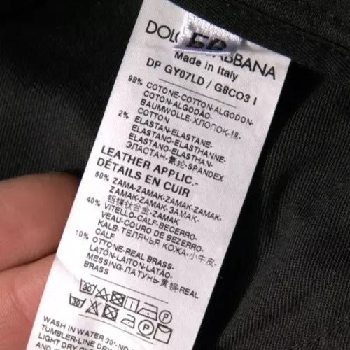 Dolce & Gabbana Schwarze zerrissene Logo-Baumwoll-Skinny-Denim-Jeans