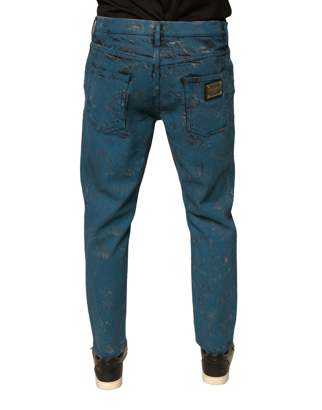 Dolce & Gabbana Blaue Logo-Baumwoll-Stretch-Skinny-Denim-Jeans