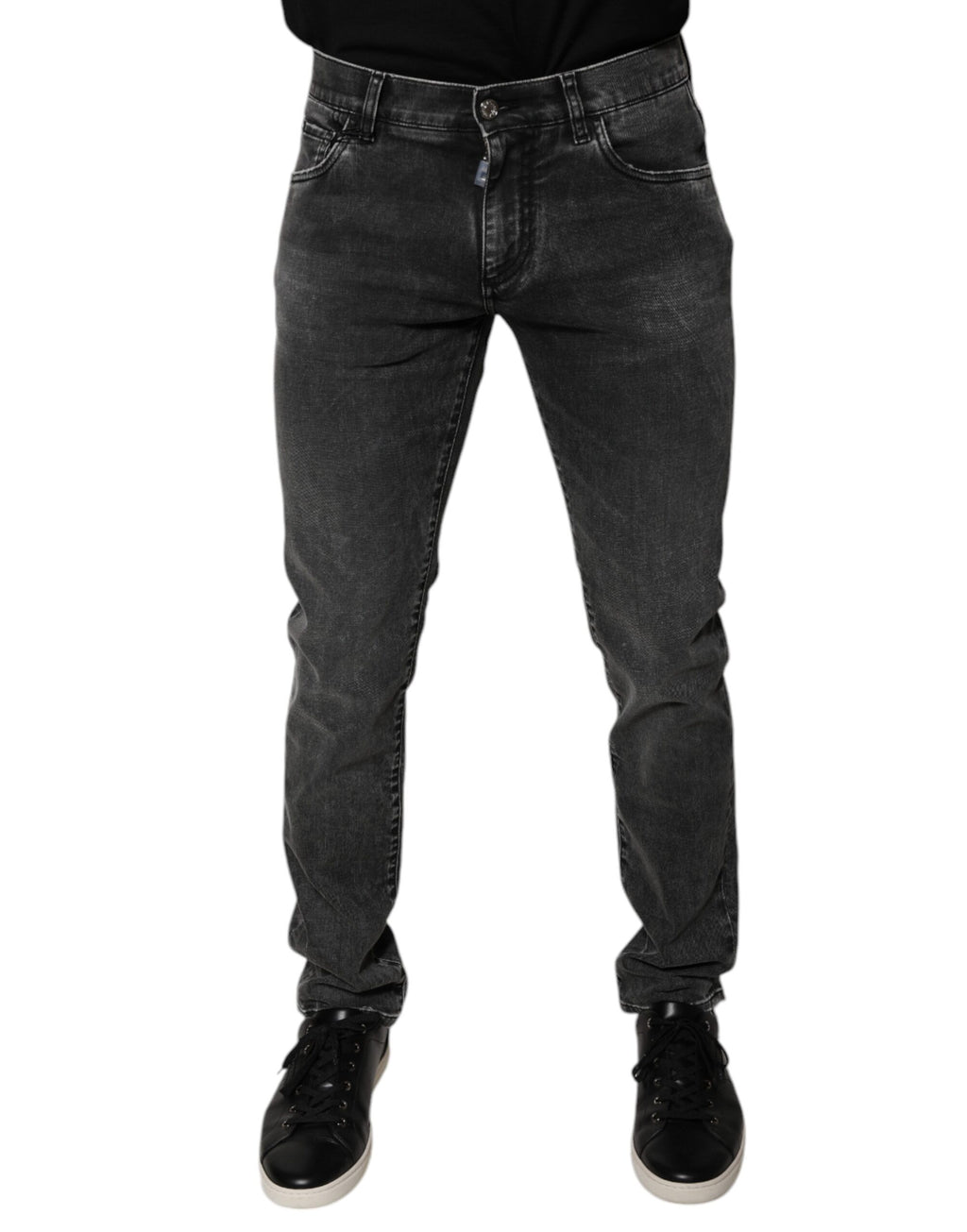 Dolce & Gabbana Schwarze Logo-Baumwoll-Stretch-Skinny-Denim-Hose