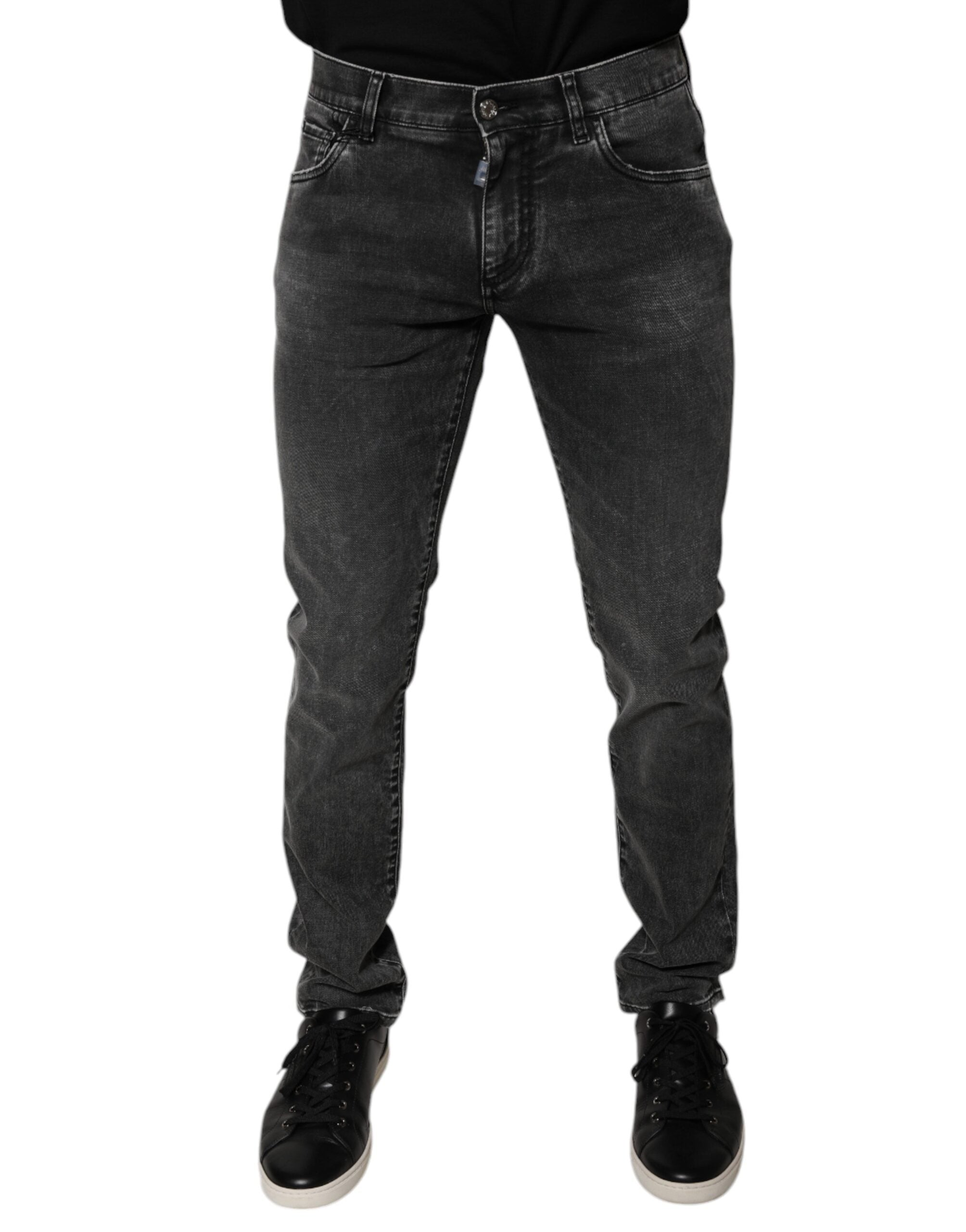 Dolce & Gabbana Schwarze Logo-Baumwoll-Stretch-Skinny-Denim-Hose