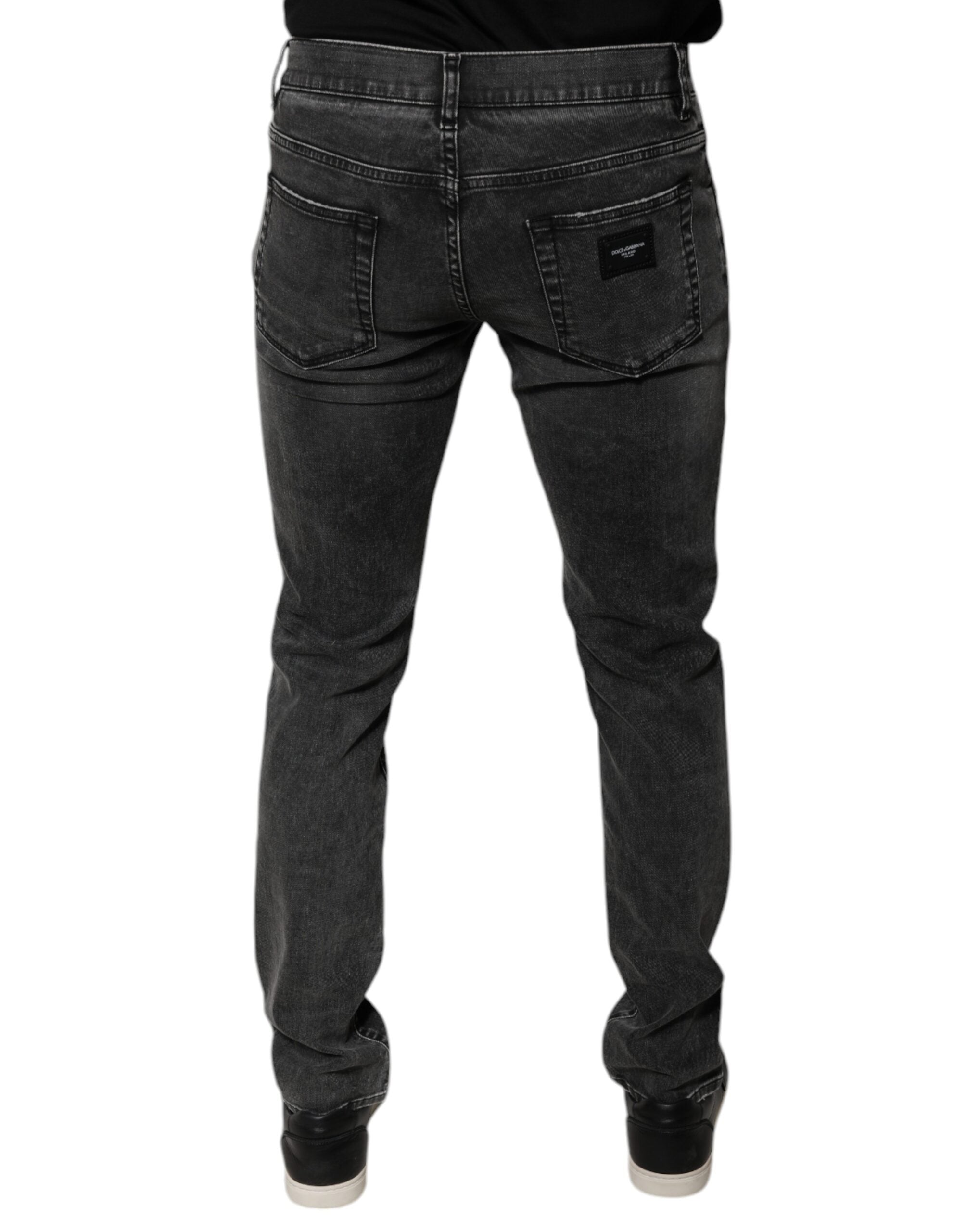 Dolce & Gabbana Schwarze Logo-Baumwoll-Stretch-Skinny-Denim-Hose