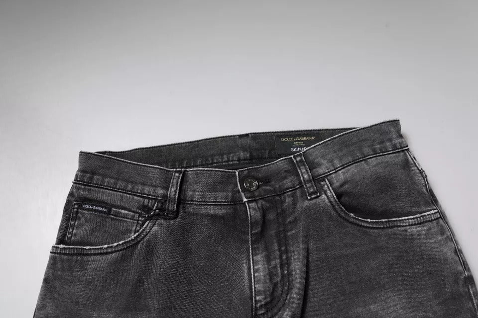 Dolce & Gabbana Schwarze Logo-Baumwoll-Stretch-Skinny-Denim-Hose