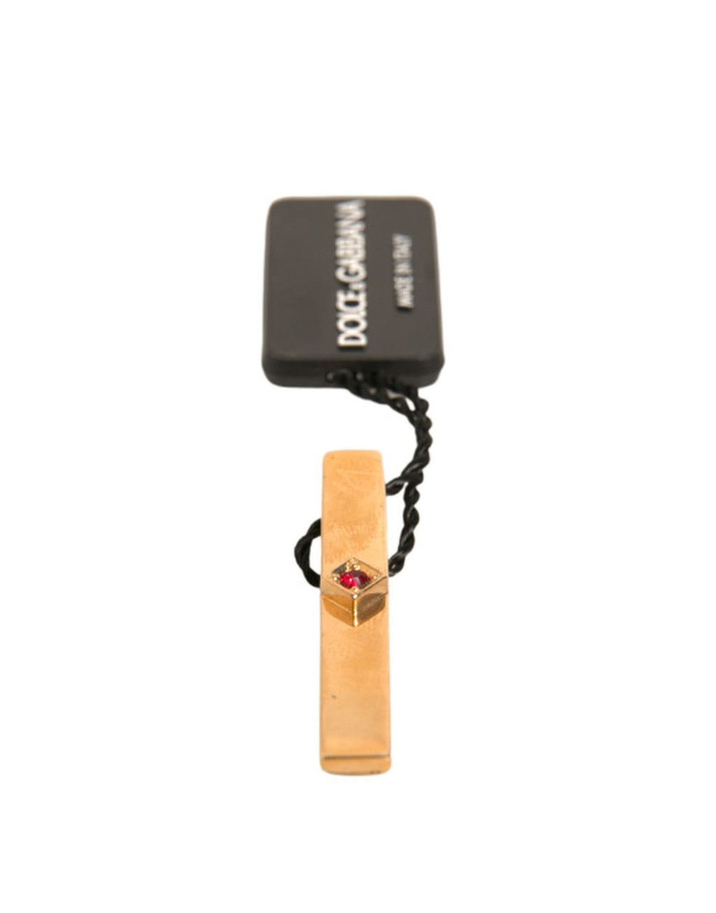 Dolce & Gabbana Krawattenklammer aus goldfarbenem Messing mit Kristall und Logo