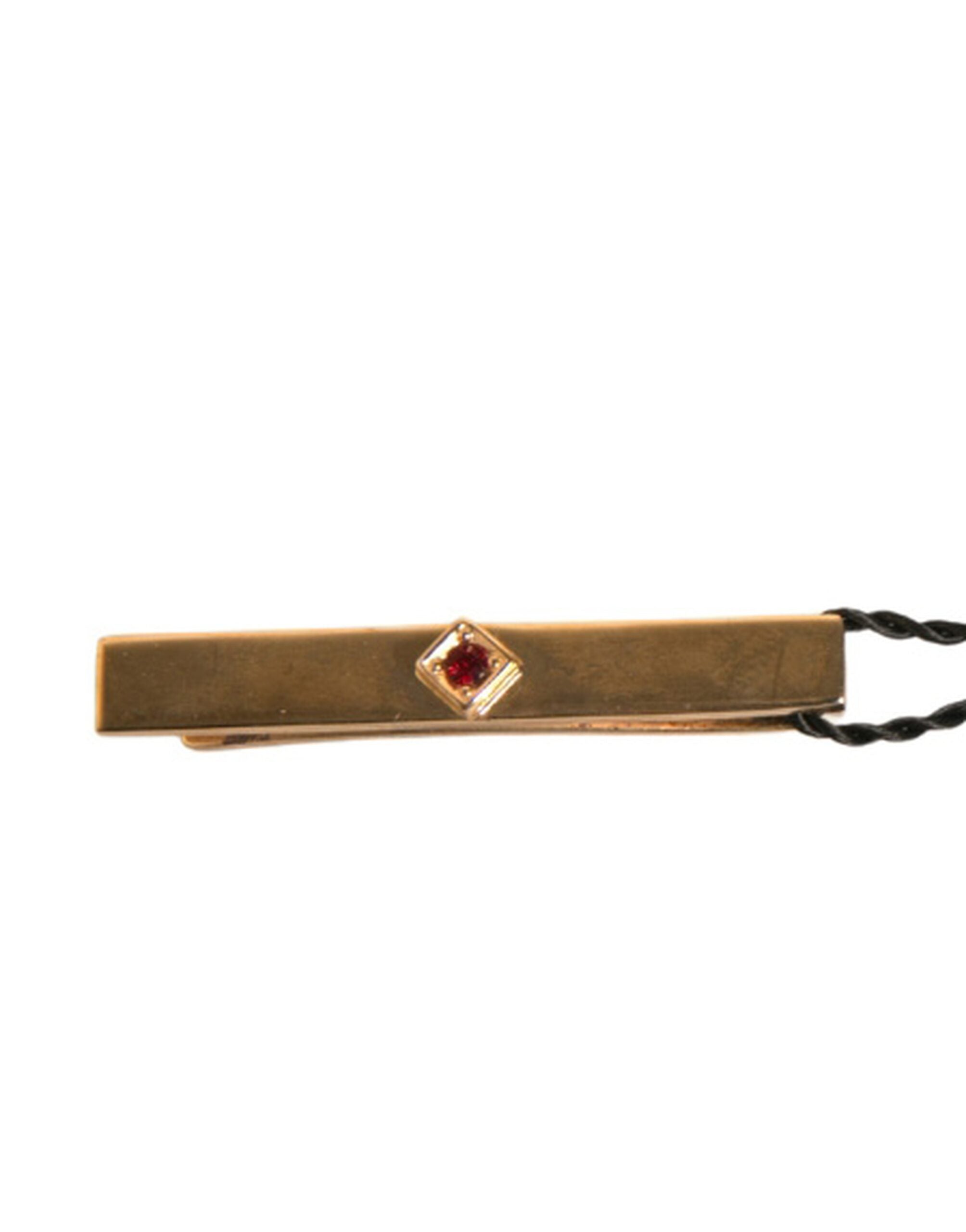 Dolce & Gabbana Krawattenklammer aus goldfarbenem Messing mit Kristall und Logo