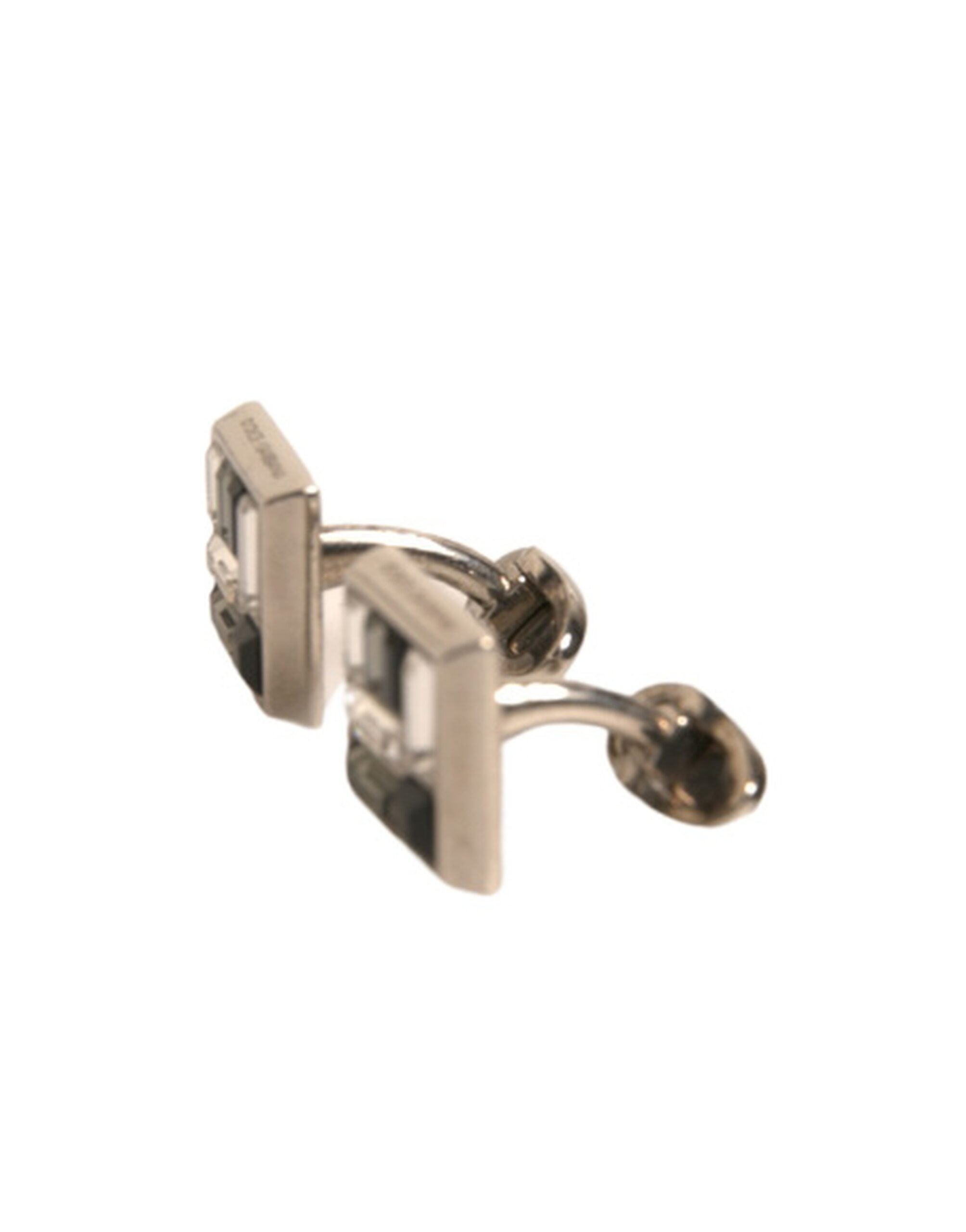 Dolce & Gabbana Versilberte Messing Pin Kristall Manschettenknöpfe